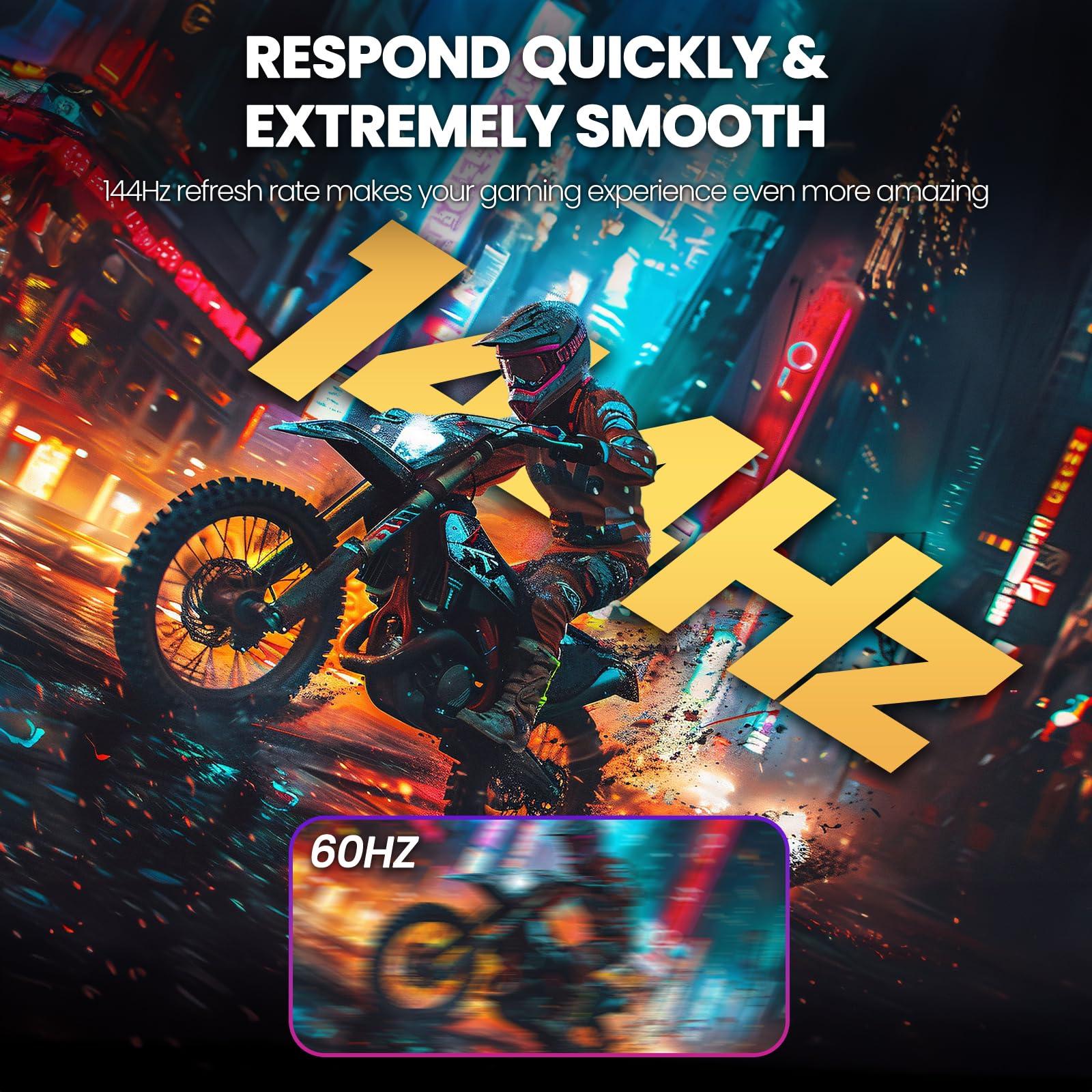 CRUA CRUA 27 Inch Gaming Monitor, QHD 1440P 120Hz IPS Computer Monitor, 99% sRGB, AMD Freesync, HDMI 2.0 & Displayport 1.2, Low Blue Light, Support Wall Mountable Installs/Tilt Adjustable-Black