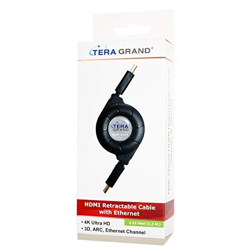 Tera Grand Tera Grand Premium 4K High-Speed HDMI 2.0 Retractable Cable, Extends up to 4.25 feet - Supports 4K Ultra HD, 3D, ARC, HDR, and Ethernet Channel