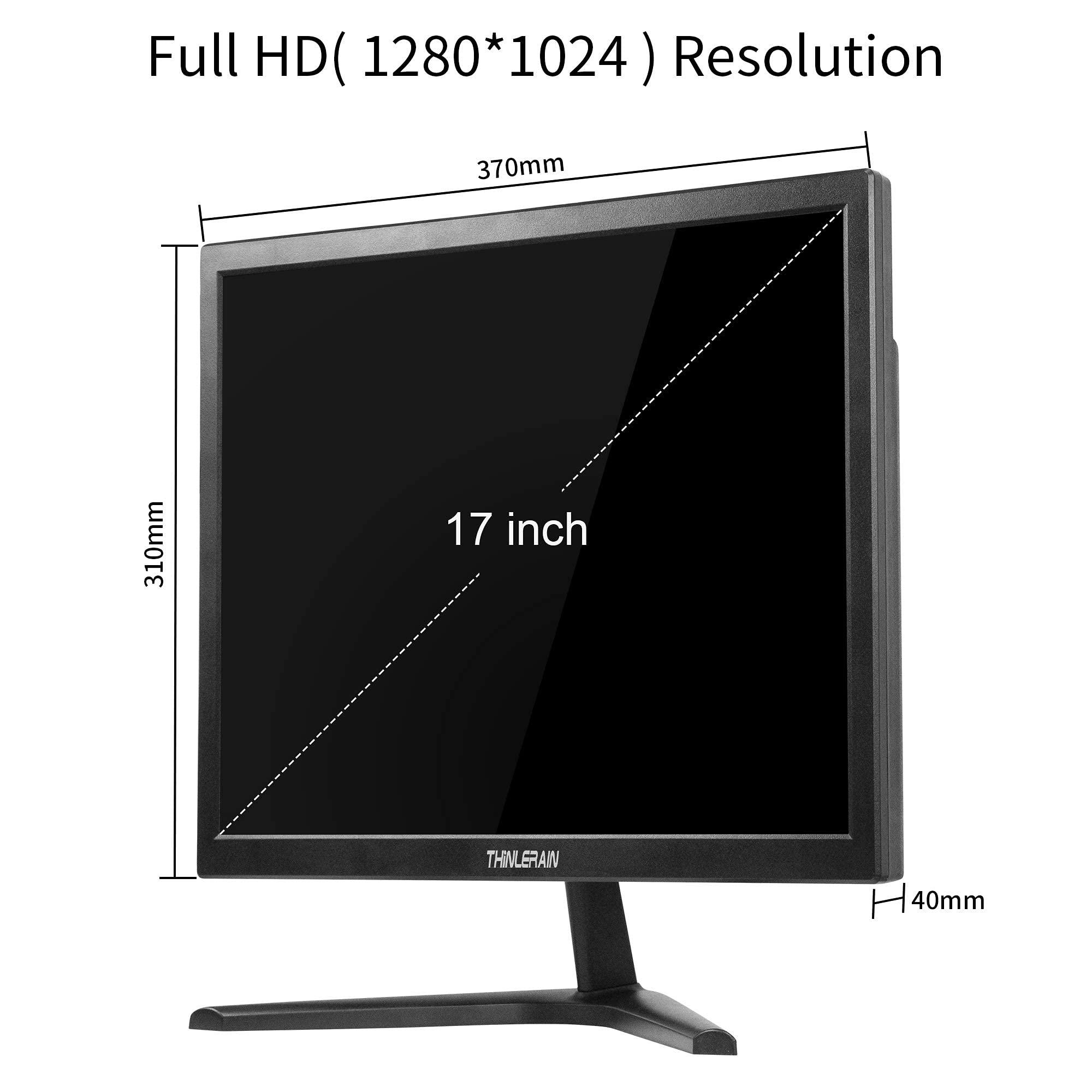Thinlerain Thinlerain PC Monitor 17-inch 4:3 LED Backlit Monitor 1280 X 1024, 60 Hz Refresh Rate, 5Ms Response Time, VESA Mountable, VGA, HDMI, TN Panel, Built-in Speakers