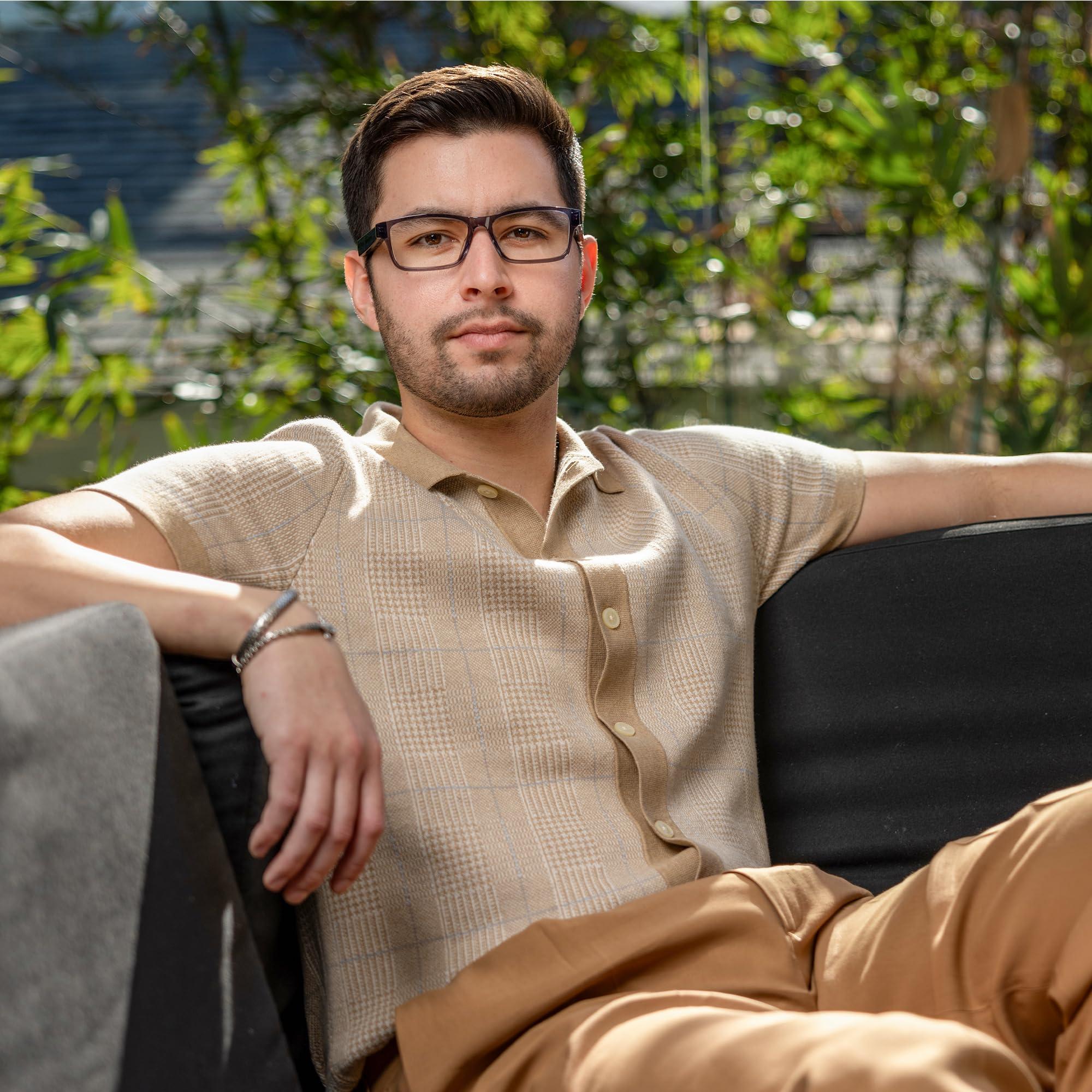 Amazon Amazon Echo Frames, an Alexa device (newest model), Smart glasses with Alexa, Modern Rectangle frames in Charcoal Gray with blue light filtering lenses