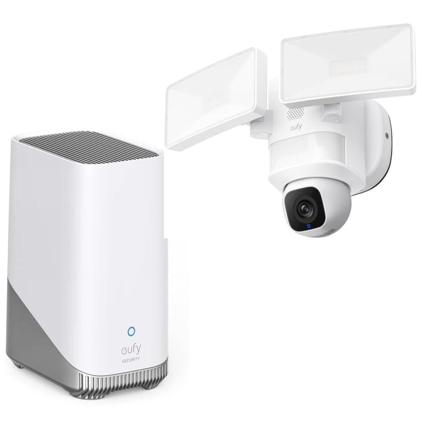 eufy Security eufy Security S380 HomeBase (HomeBase 3),eufy Edge Security Center + Floodlight Camera E30, Security Camera Outdoor, 360 Pan and Tilt, 2K Video