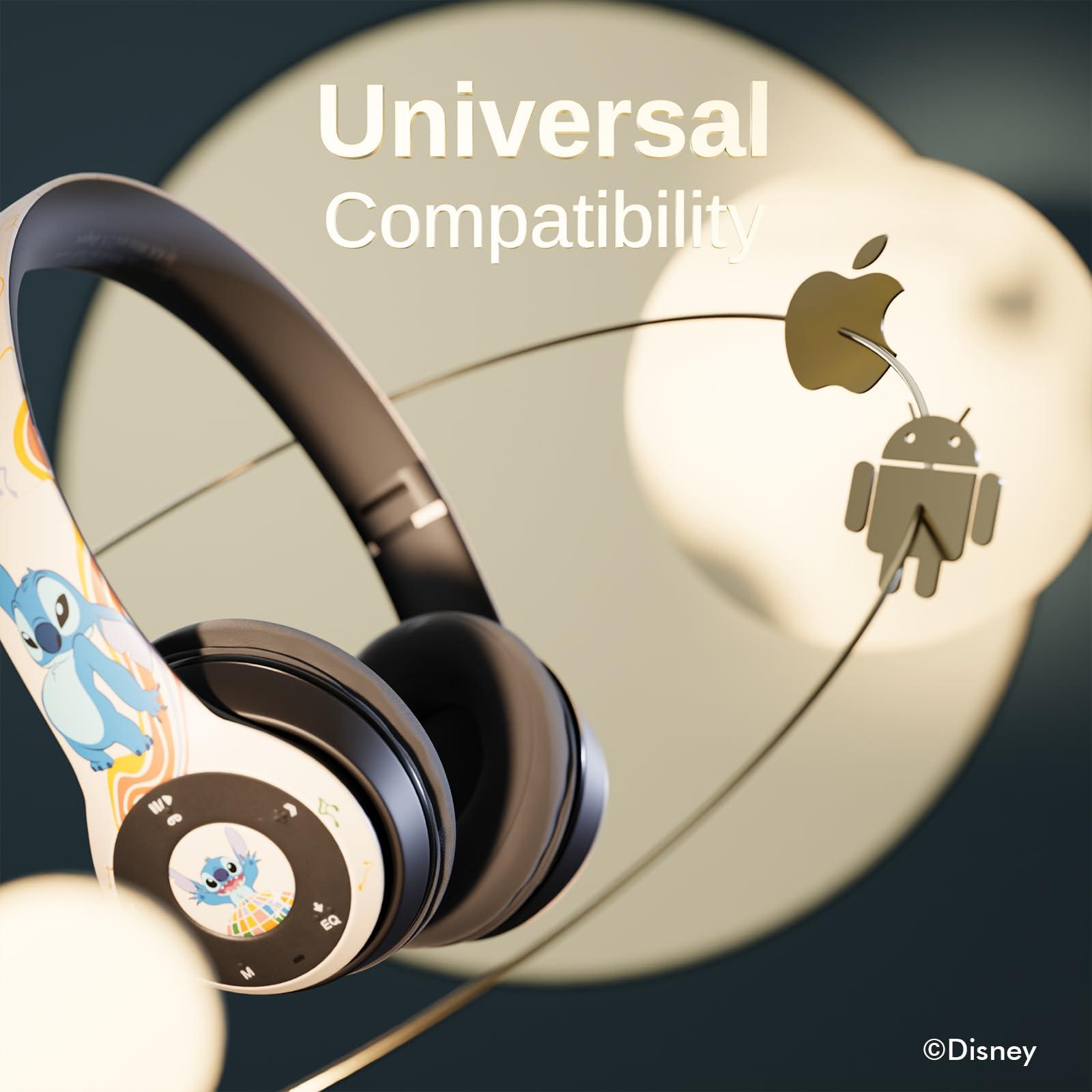 iJoy Disney Stitch Disco Party Bluetooth Over-Ear Headphones, Wireless Foldable Headset with Built-in Microphone - Stitch Disco Party Design, for Adults and Kids, Comfortable Auriculares