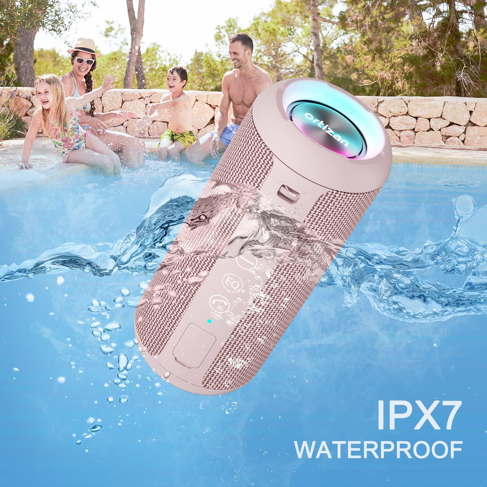Ortizan Ortizan Portable Bluetooth Speakers, IPX7 Waterproof Wireless Speaker with 24W Loud Stereo Sound, Deep Bass, Bluetooth 5.3, RGB Lights, Dual Pairing, 30H Playtime for Home, Outdoor, Party
