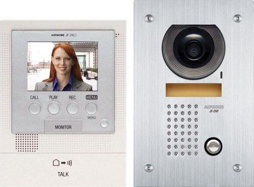 Aiphone Aiphone JFS-2AEDF Audio/Video Intercom System with Flush-Mount Door Station with Stainless Steel Faceplate for Single Door, Accepts an Additional Door Station and Up to Two Sub-Master Stations
