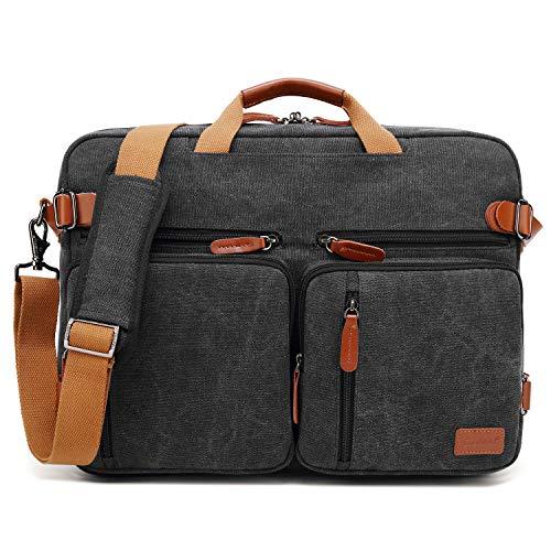 CoolBELL CoolBELL Convertible Backpack Messenger Bag Shoulder bag Laptop Case Handbag Business Briefcase Multi-functional Travel Rucksack Fits 17.3 Inch Laptop For Men/Women (Canvas Black)
