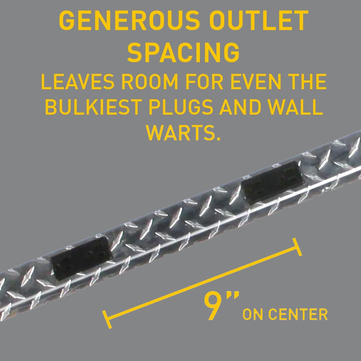 Legrand Legrand - Wiremold Power Strip, 10 Outlet Wall Mount Power Strip, Under Counter Power Strip, 4 Foot Wiremold Power Pole with Diamond Plate Power Strip Garage, PM48TC