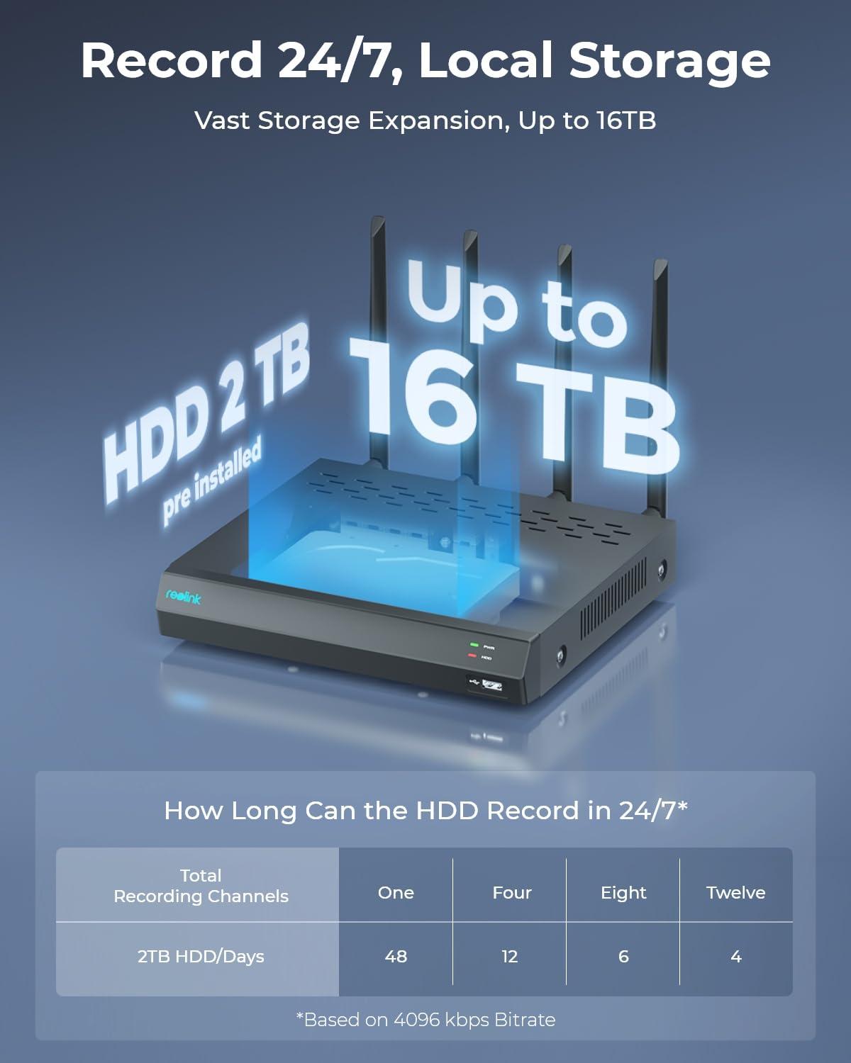 REOLINK REOLINK 4K PTZ Camera System, 3pcs Dual-Lens PTZ WiFi Camera with 6X Hybrid Zoom, 1pc 12CH WiFi NVR with 2TB HDD Pre-Installed