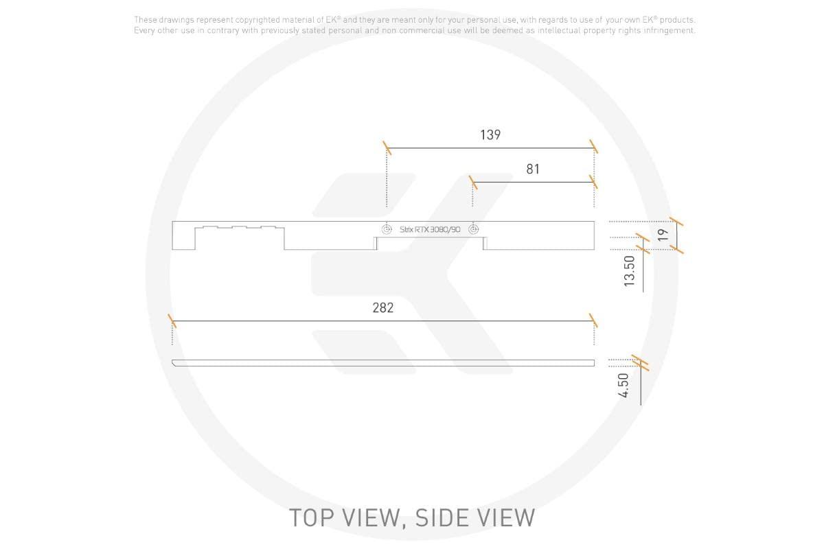EK EK EKWB Quantum Vector 2 Strix RTX 3080/90 Active GPU Backplate Side Cover, Nickel