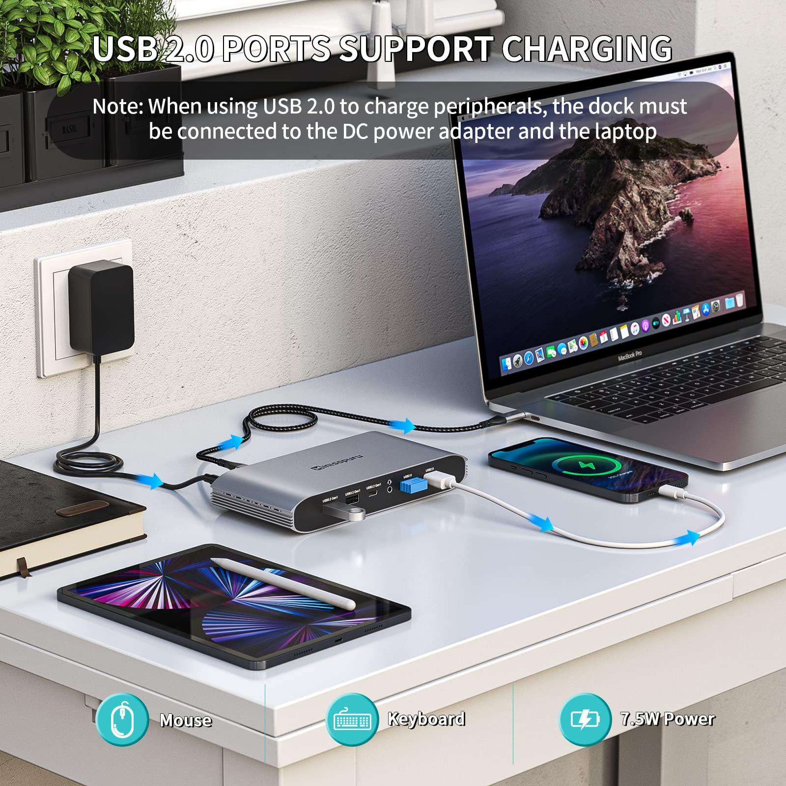minisopuru Minisopuru Displaylink Triple Display Docking Station for MacBook M1/M2/M3/M4/Windows,DisplayLink Docking Station with 2 HDMI & 2 DisplayPort,100W Charge, USB-C Data, Ethernet, Audio, 4 USBA Ports