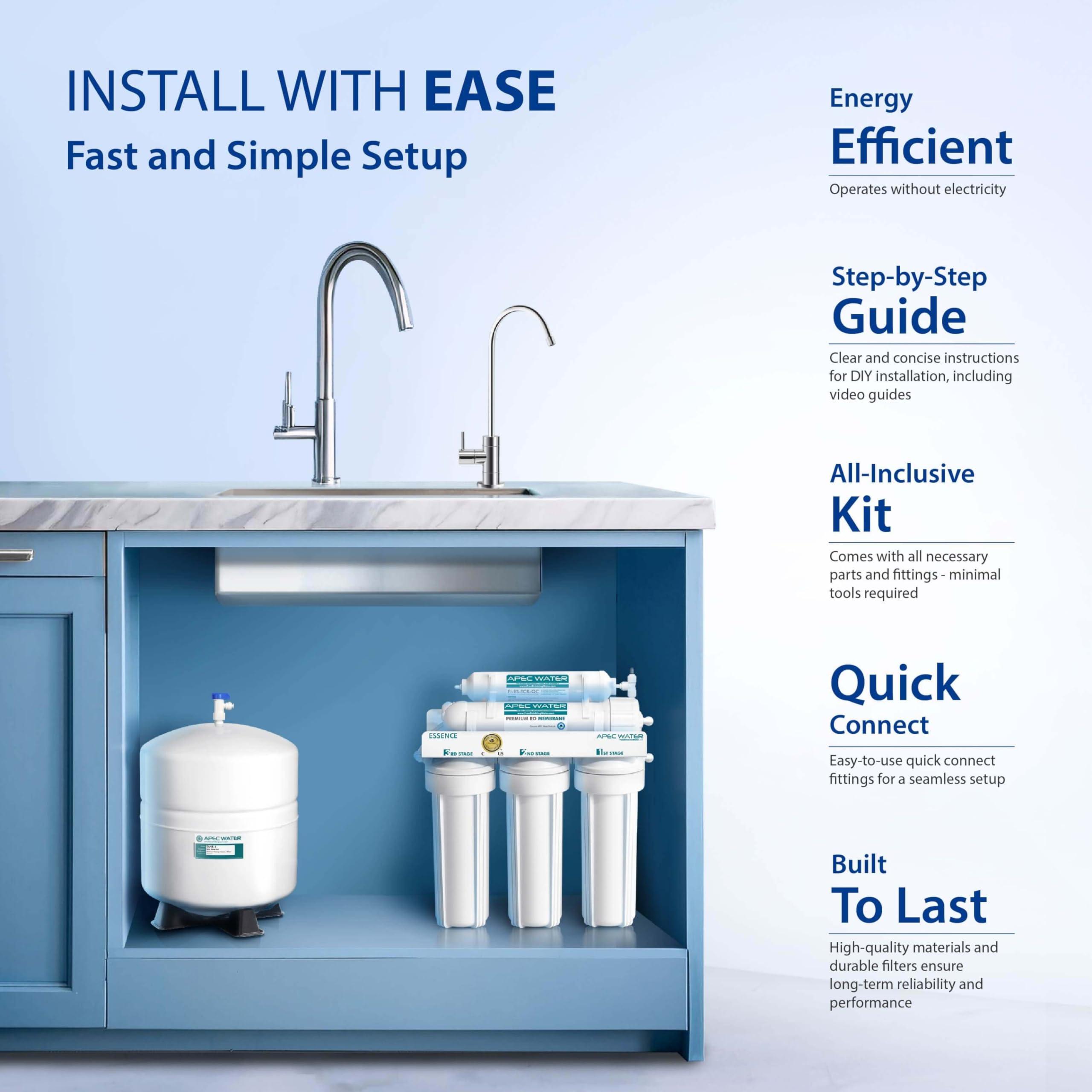 APEC Water Systems APEC Water Systems ROES-50 Essence Series Top Tier 5-Stage WQA Certified Ultra Safe Reverse Osmosis Drinking Water Filter System