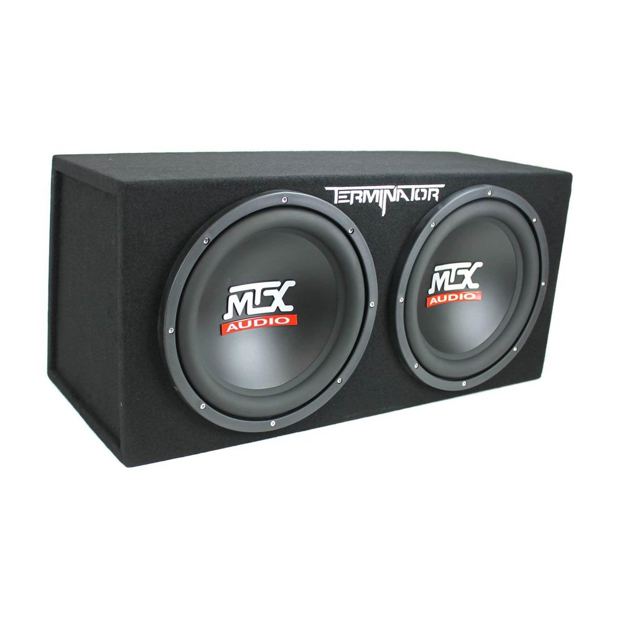 MTX MTX 12\" 1200W Dual Loaded Subwoofers w/Enclosure Bundled with Planet Audio Amplifier & Soundstorm Wiring Kit (2 Pack)