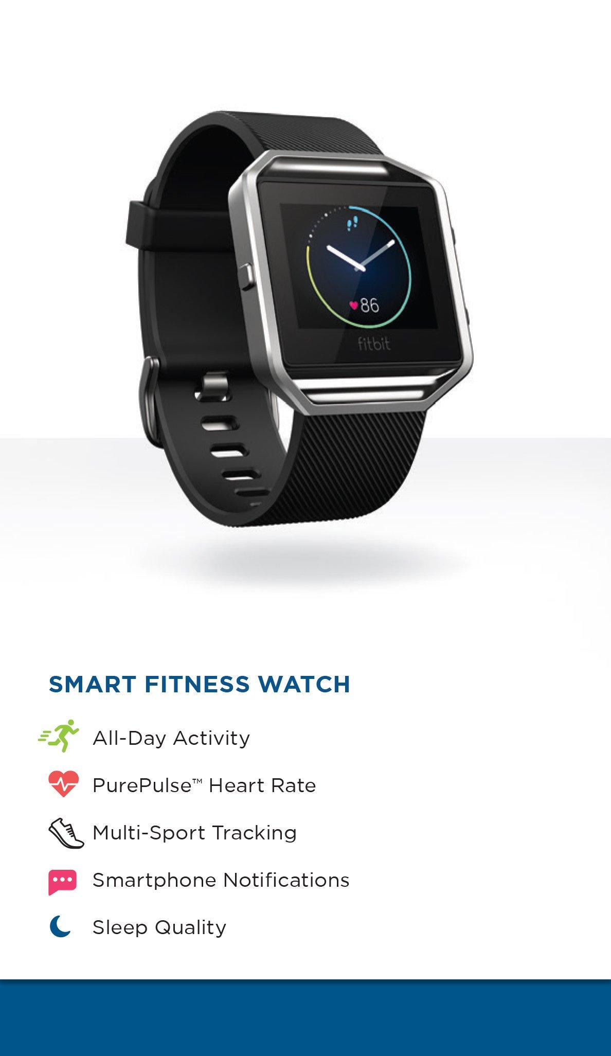 Fitbit Fitbit Blaze Smart Fitness Watch with Time Display, Black, Silver, Small (5.5 - 6.7 inch) (US Version)