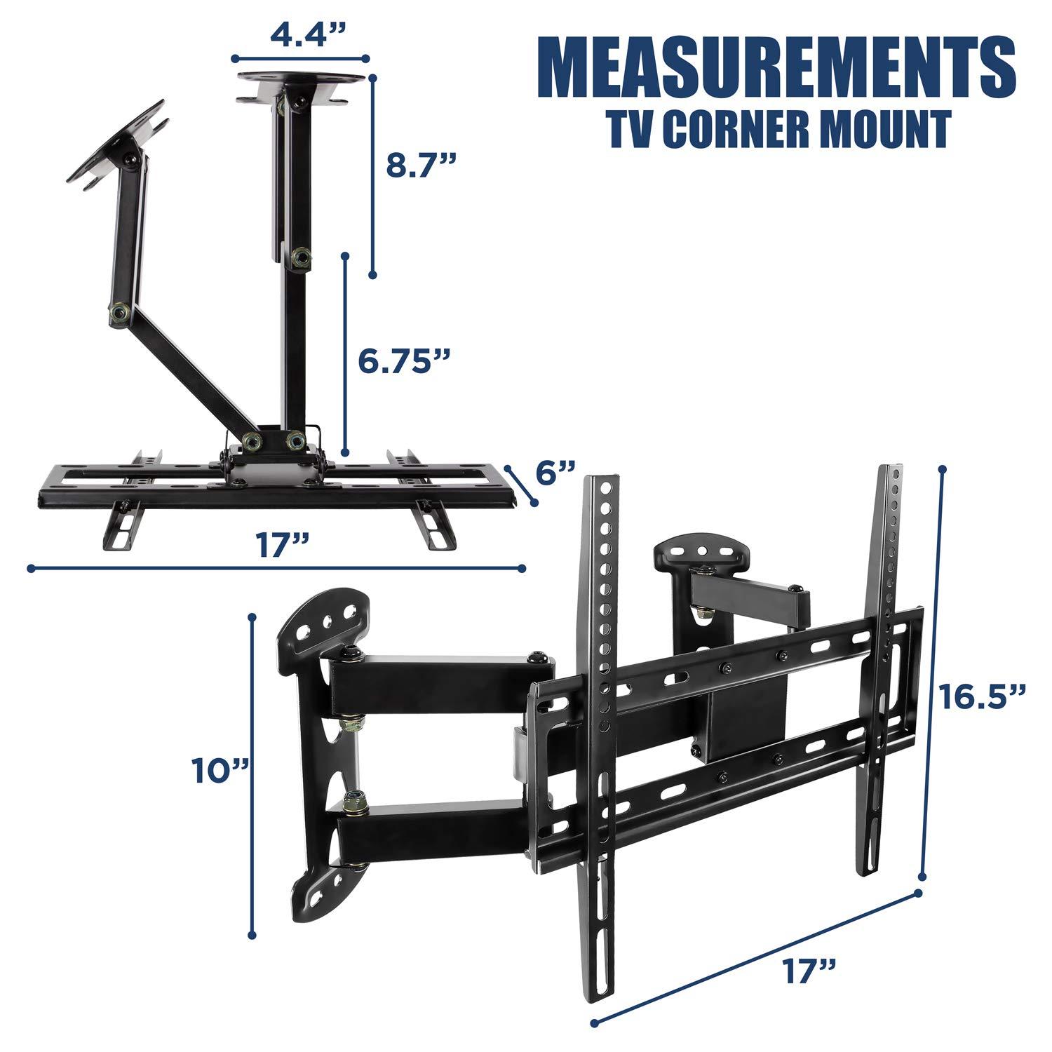 Mount-It! Mount-It! Corner TV Wall Mount - Full Motion Swivel Wall Mount Bracket Designed for Corner Installations, VESA 400x400 Pattern Fits 32, 37, 40, 42, 48 Inch Televisions, 66 Lbs Capacity