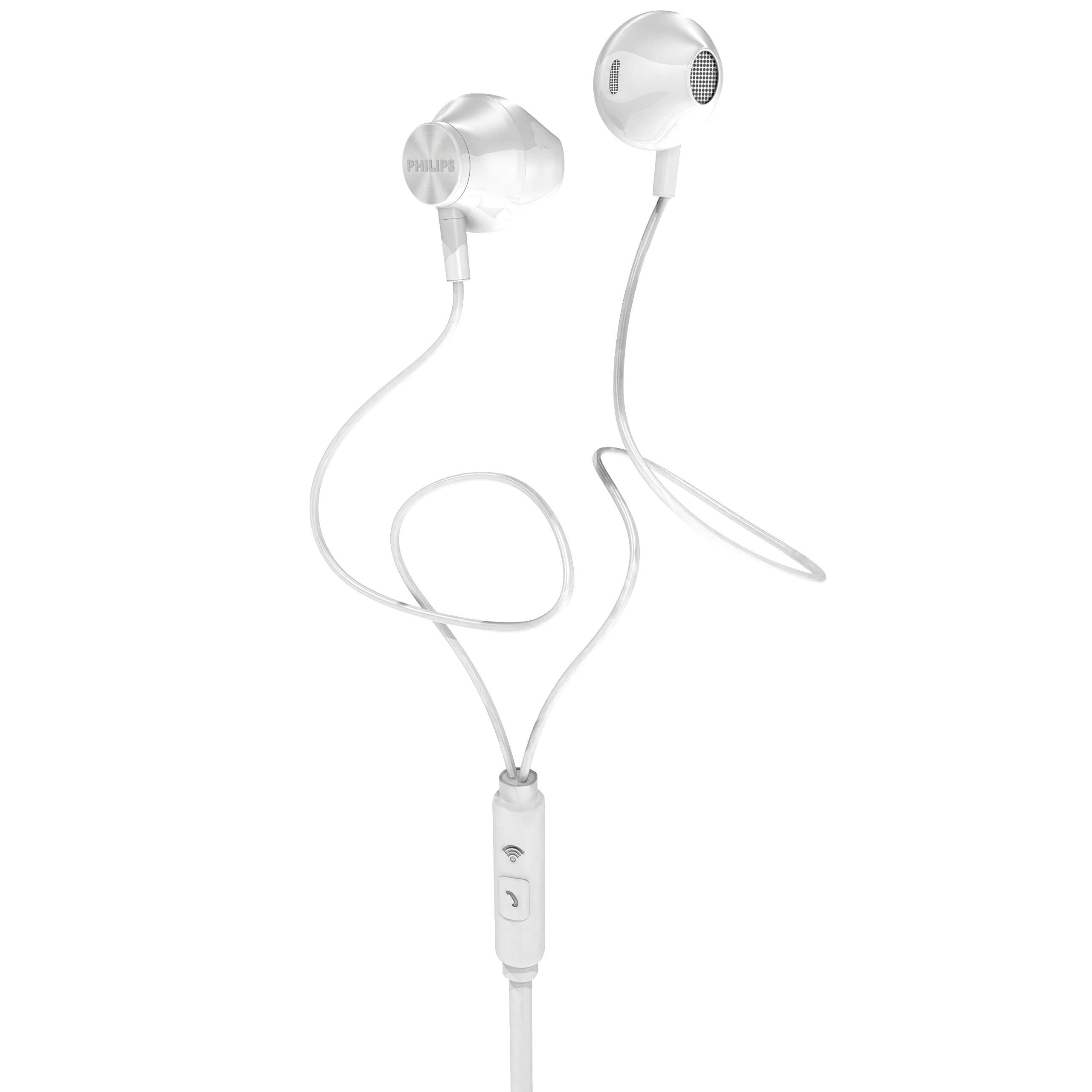 PHILIPS PHILIPS Wired Earbuds with Microphone - Ergonomic Comfort-Fit in Ear Headphones with Mic for Cell Phones, Earphones with Microphone with Bass Clear Sound - White
