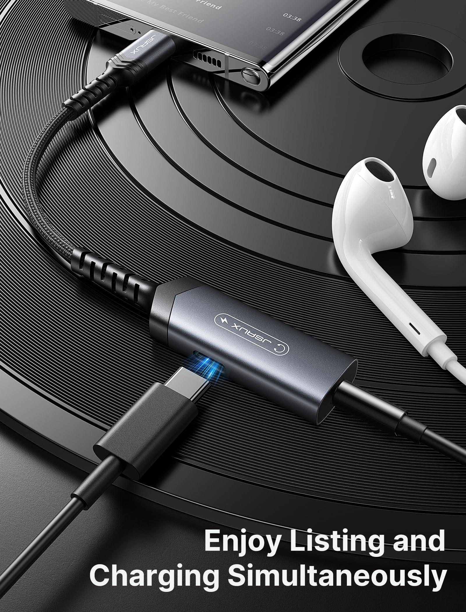 JSAUX JSAUX USB C Headphone Adapter and Charger, 2-in-1 Type to 3.5mm Audio with PD 60W Fast Charging for iPhone 16 Pro/16 Pro Max/16/16 Plus/15 Pro Max/15 Pro,Samsung S24/S24+/S23/S22/S21,iPad Pro-Red