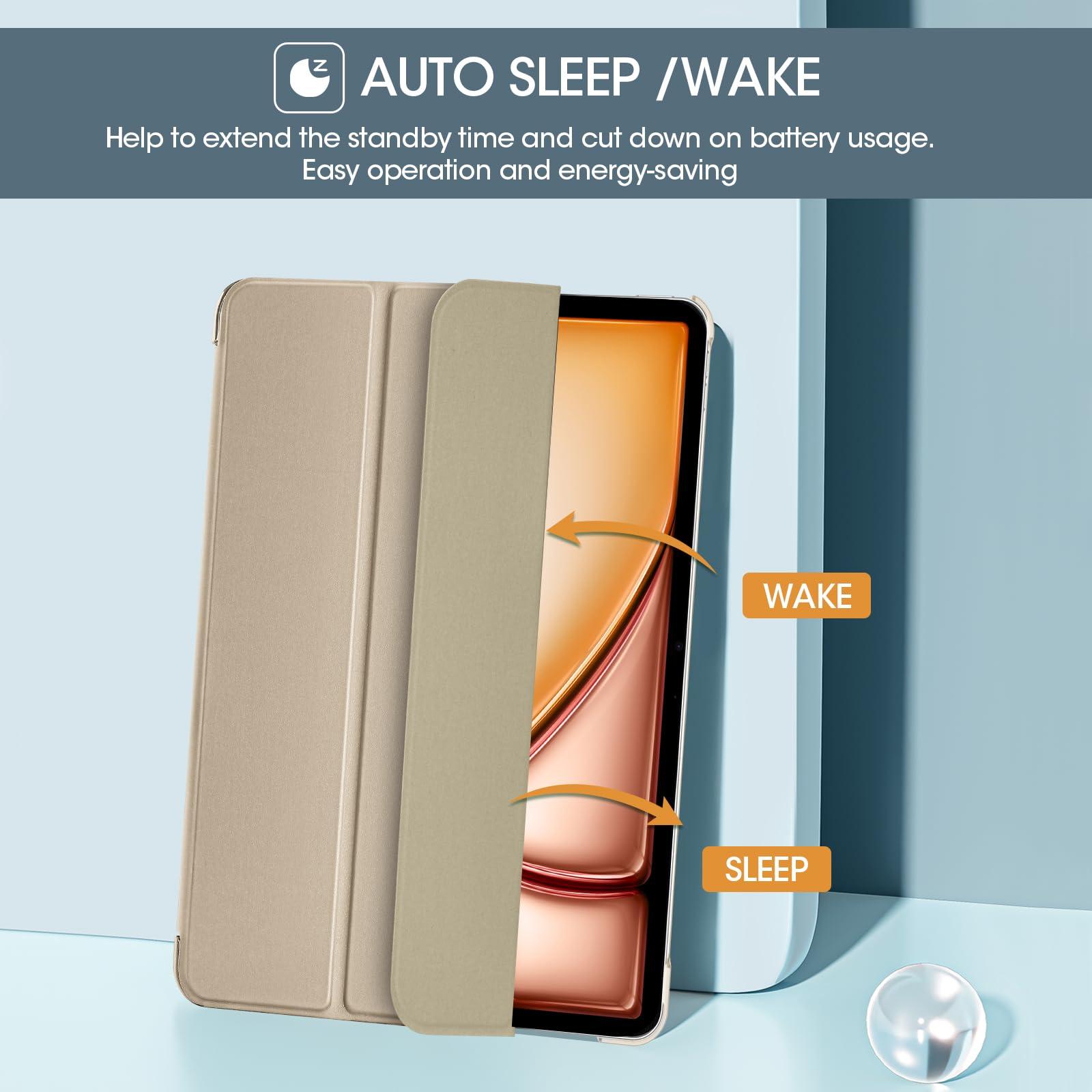 ProCase ProCase for iPad Air 13 Inch Case 2025 M3/2024 M2, Slim Smart Cover iPad 13 Air M3 M2 Case with Translucent Hard Shell Back, Supports Touch ID, Auto Wake/Sleep -Starlight