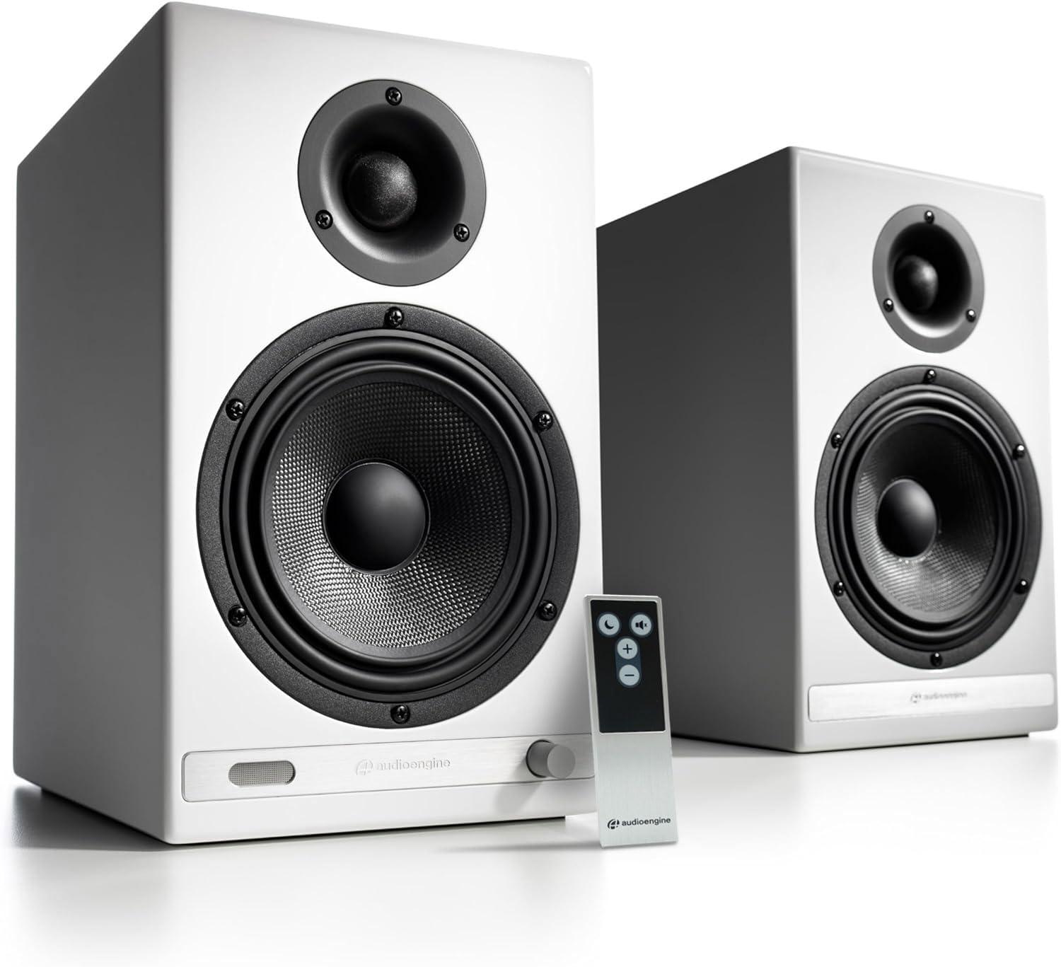 Audioengine Audioengine HD6 White Powered Bookshelf Stereo Speakers and S8 Black Subwoofer Bundle with Remote