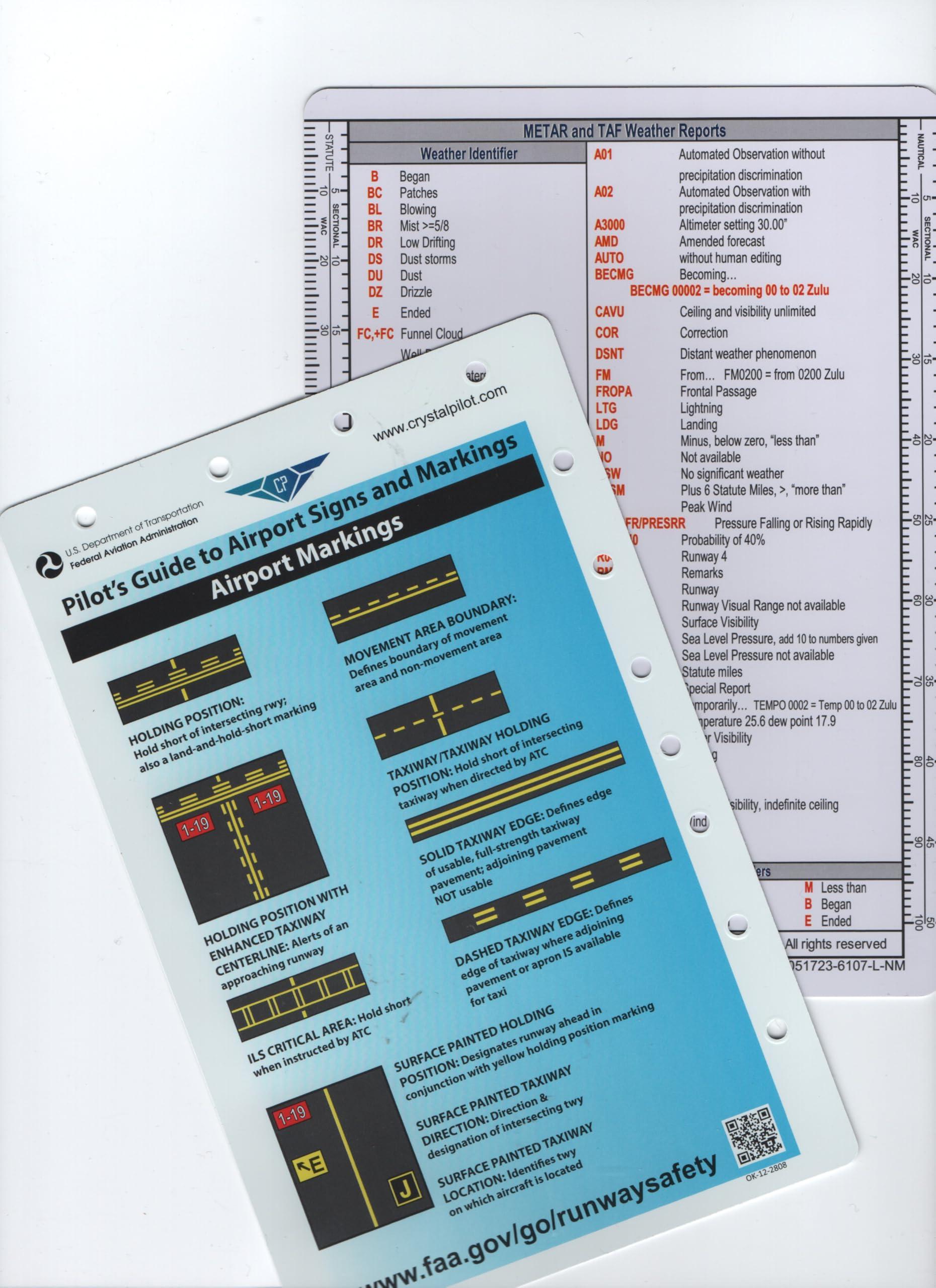 Crystal Pilot Airports Marking Cheat Sheet, Dry Erasable VFR-IFR Flight Board & VFR - IFR Planning Pack Bundle