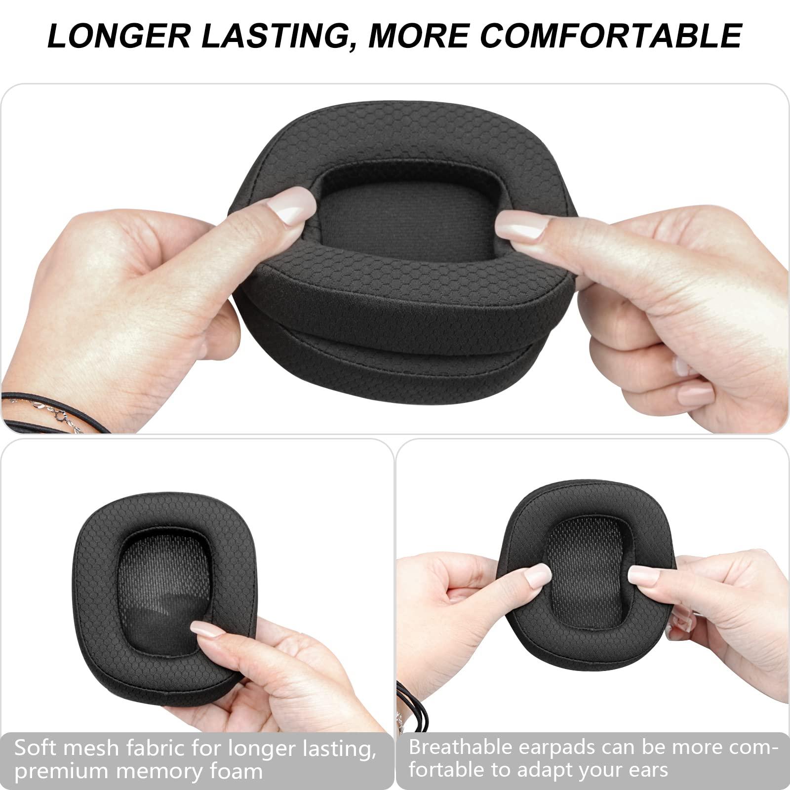 G GVOEARS Replacement Ear Pads for Logitech G533 G633 G935, GVOEARS Ear Cushions Compatible with Logitech G231, G433, G533, G633, G635, G933, G935 Headphones Premium Mesh Fabric Headset Ear Cups (Black)