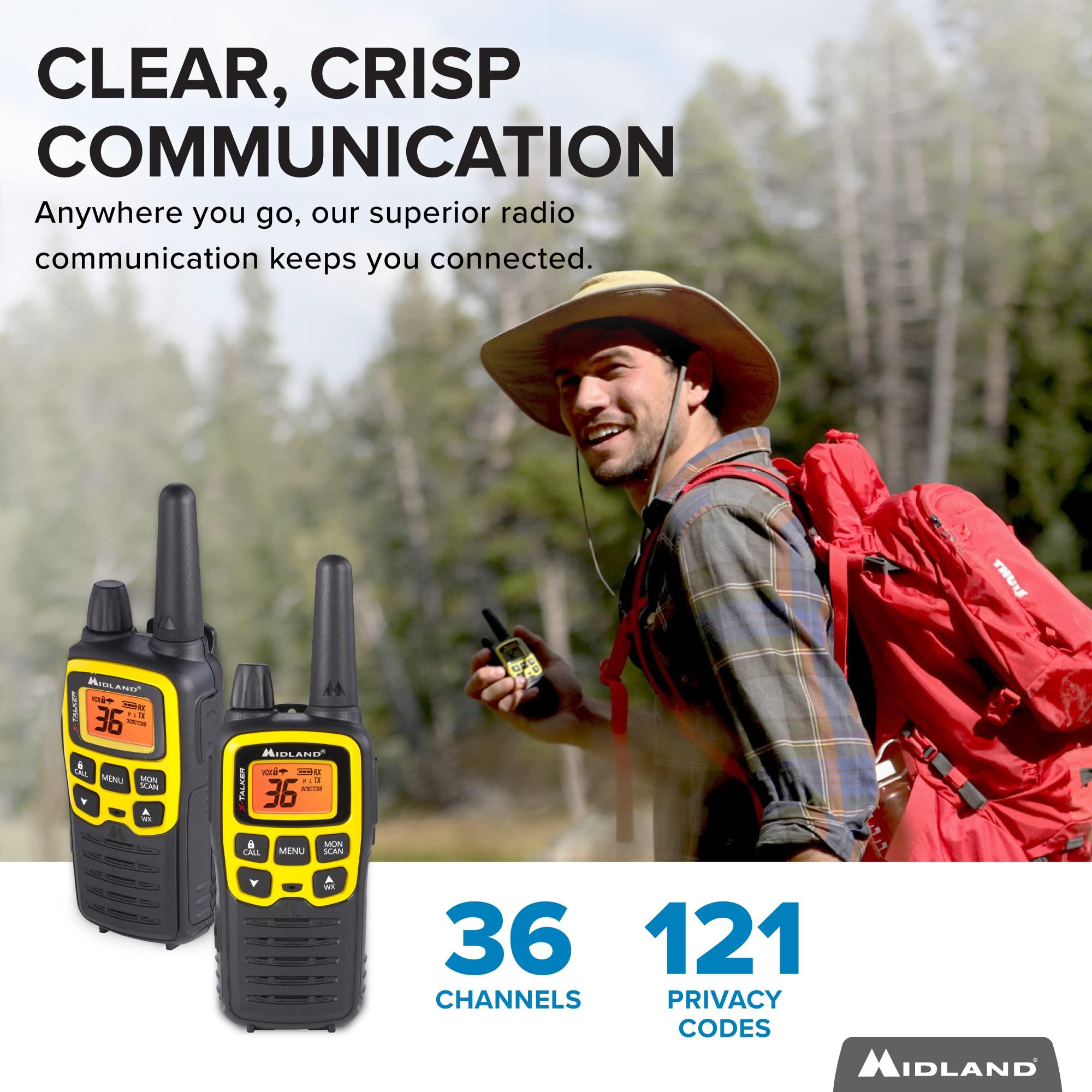 Midland Midland - T61VP3 X-TALKER - Two-Way Radio - 36 Channel FRS- Long Range Walkie Talkie, 121 Privacy Codes, & NOAA Weather Scan & Alert Black/Yellow, 2-Pack