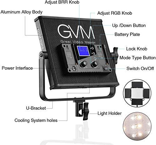 GVM Great Video Maker GVM 50RS RGB LED Video Light, 50W Video Lighting Kit with APP Control, 360°Full Color Led Panel Light for Gaming, Streaming, Youtube, Webex, Broadcasting, Web Conference, Aluminum Alloy Shell, CRI 97