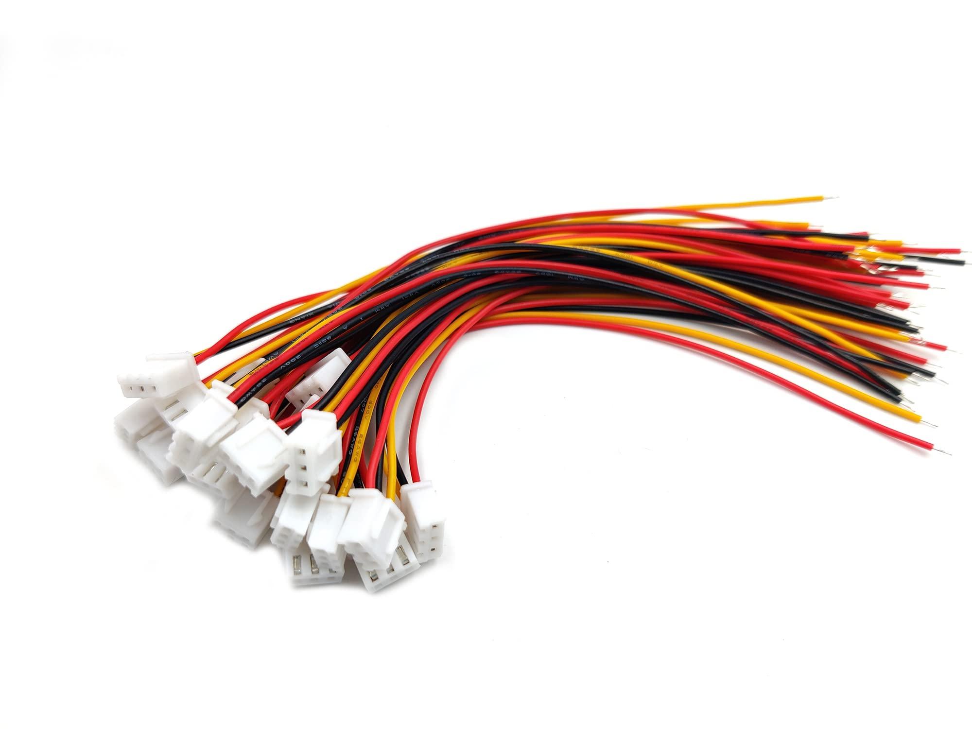 daier daier 20 Sets JST XH2.54 3Pin Wire Cable Plug Connector, XH 2.54mm Pitch 3Pins Male Female 15cm Wire Length 26AWG