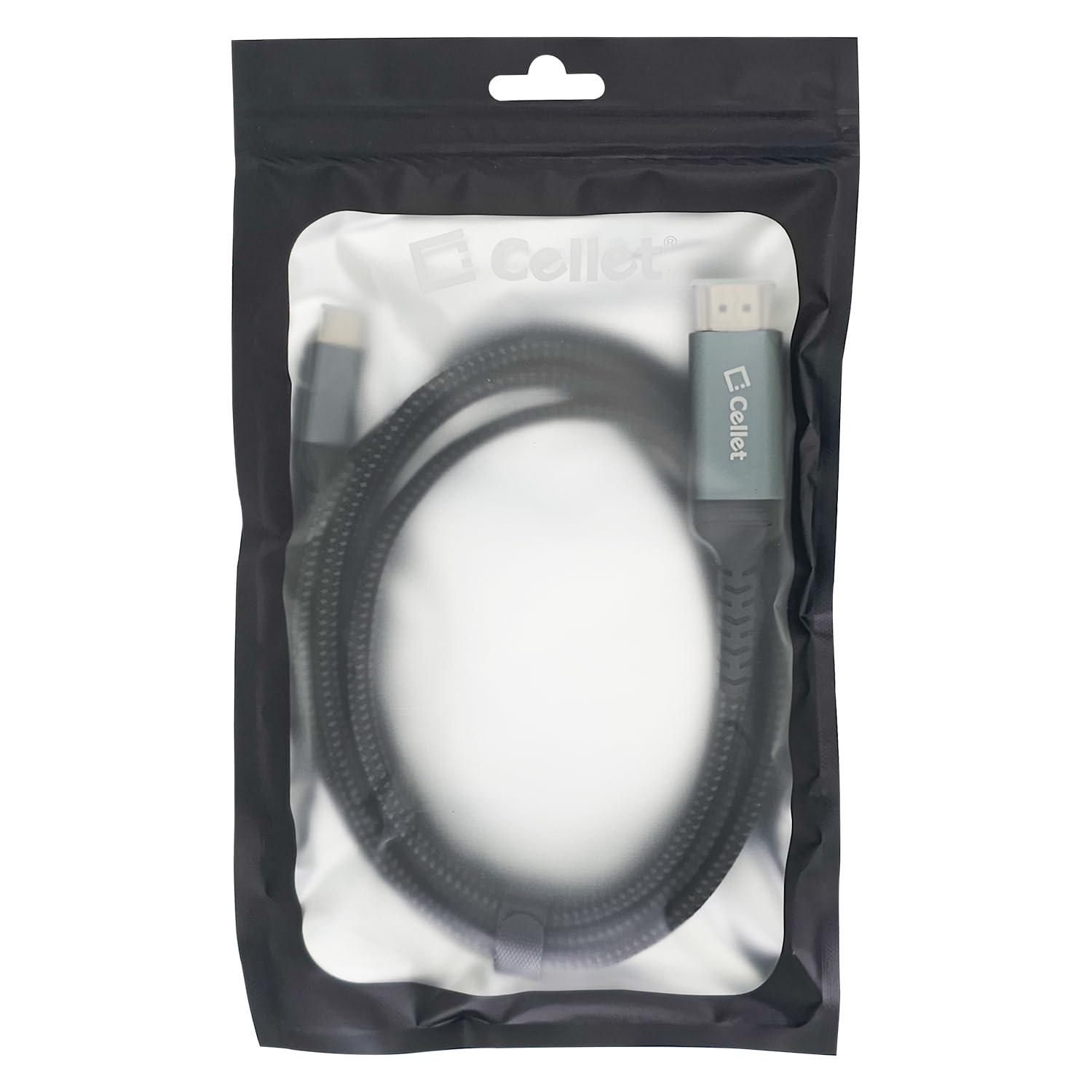 Cellet USB-C to HDMI 4K Video Adapter Cable, Adapter, Smartphone to TV HDMI [Thunderbolt 3 Compatible] Compatible with iPhone 15, Samsung Galaxy, Moto and Laptop with USB-C (6-Feet)