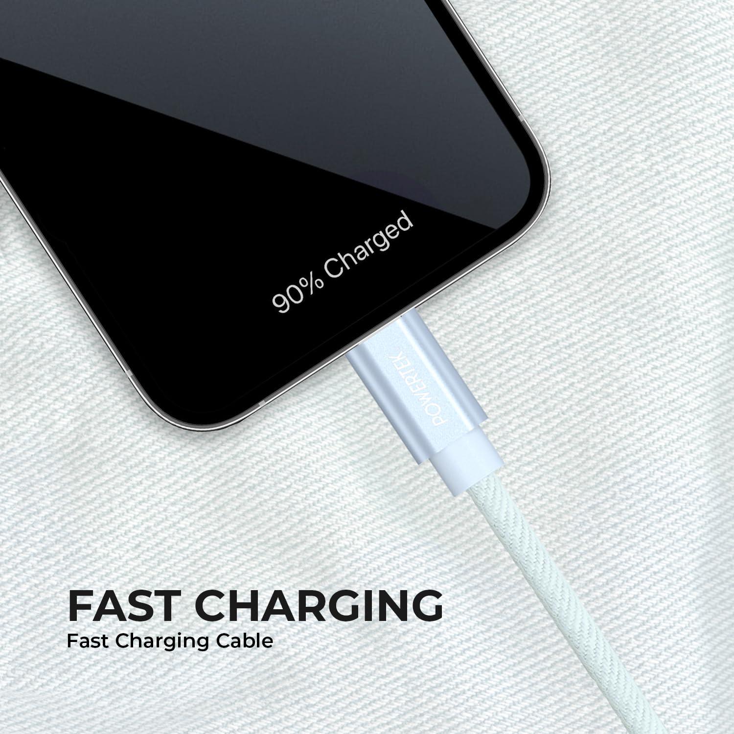 LIQUIPEL LIQUIPEL Powertek Type-C Fast Charger Cable, 6ft USB to Type-C for Galaxy, MacBook, and More, Denim (Light Blue)