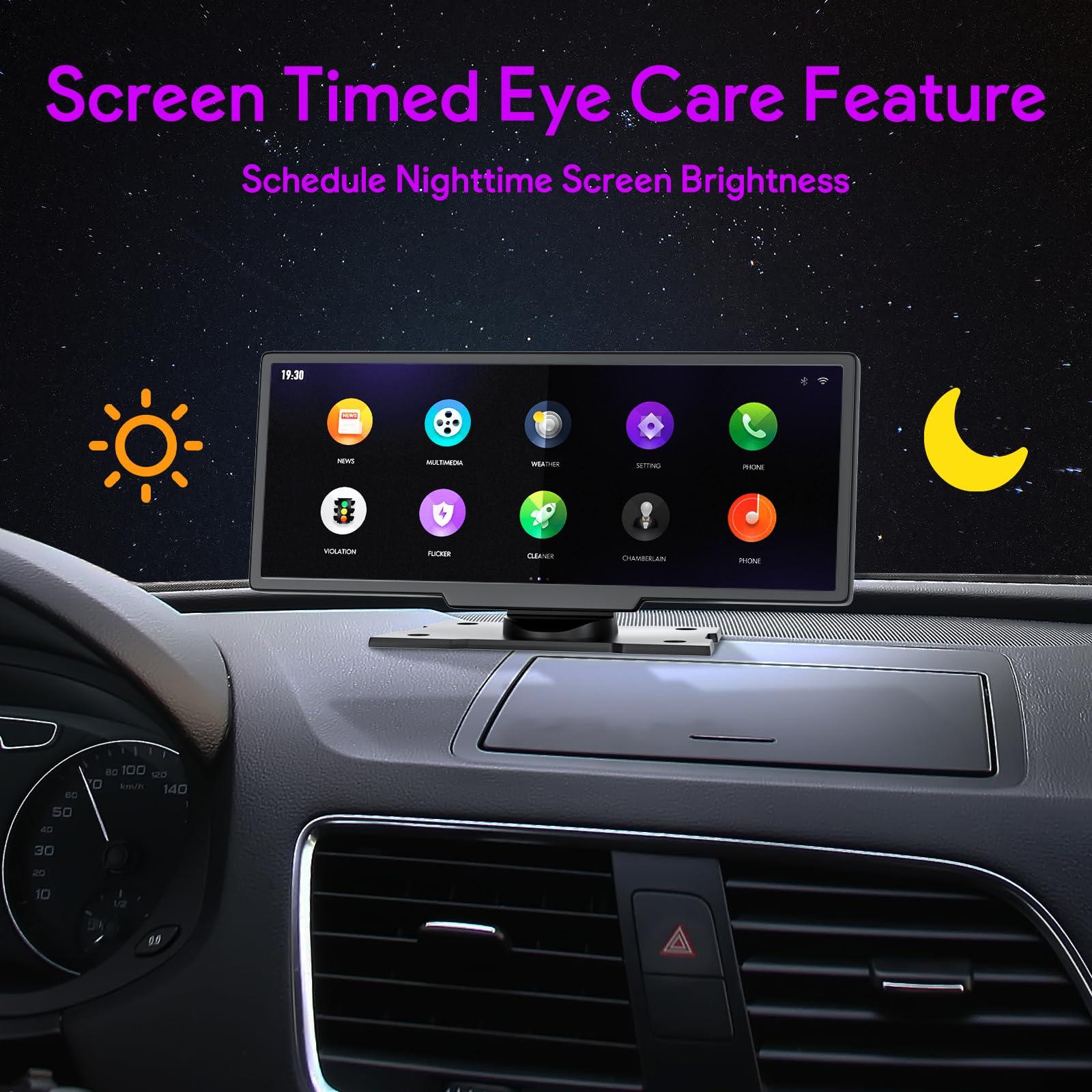 NUOTIAN Wireless Apple Carplay Screen for Car with Backup Camera Compatible with Apple Car Play & Android Auto, GPS Navigation, and Mirror Link, Fits All Vehicles (10.26\")