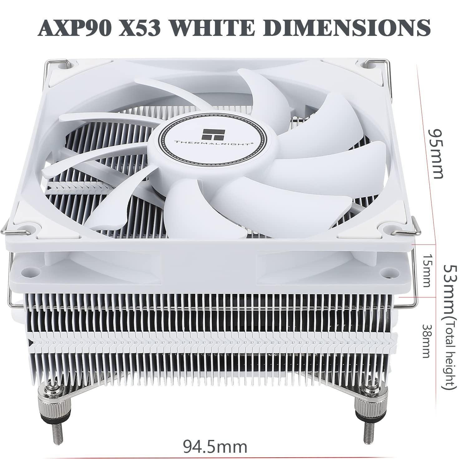 Thermalright Thermalright AXP90-X53 White Low Profile CPU Air Cooler, 53mm Height, TL-9015W Slim PWM CPU Fan, AGHP 3.0 Technology, ITX Heatsink Cooler, for AMD:AM4 AM5/Intel 1150/1151/1155/1156/1200/1700