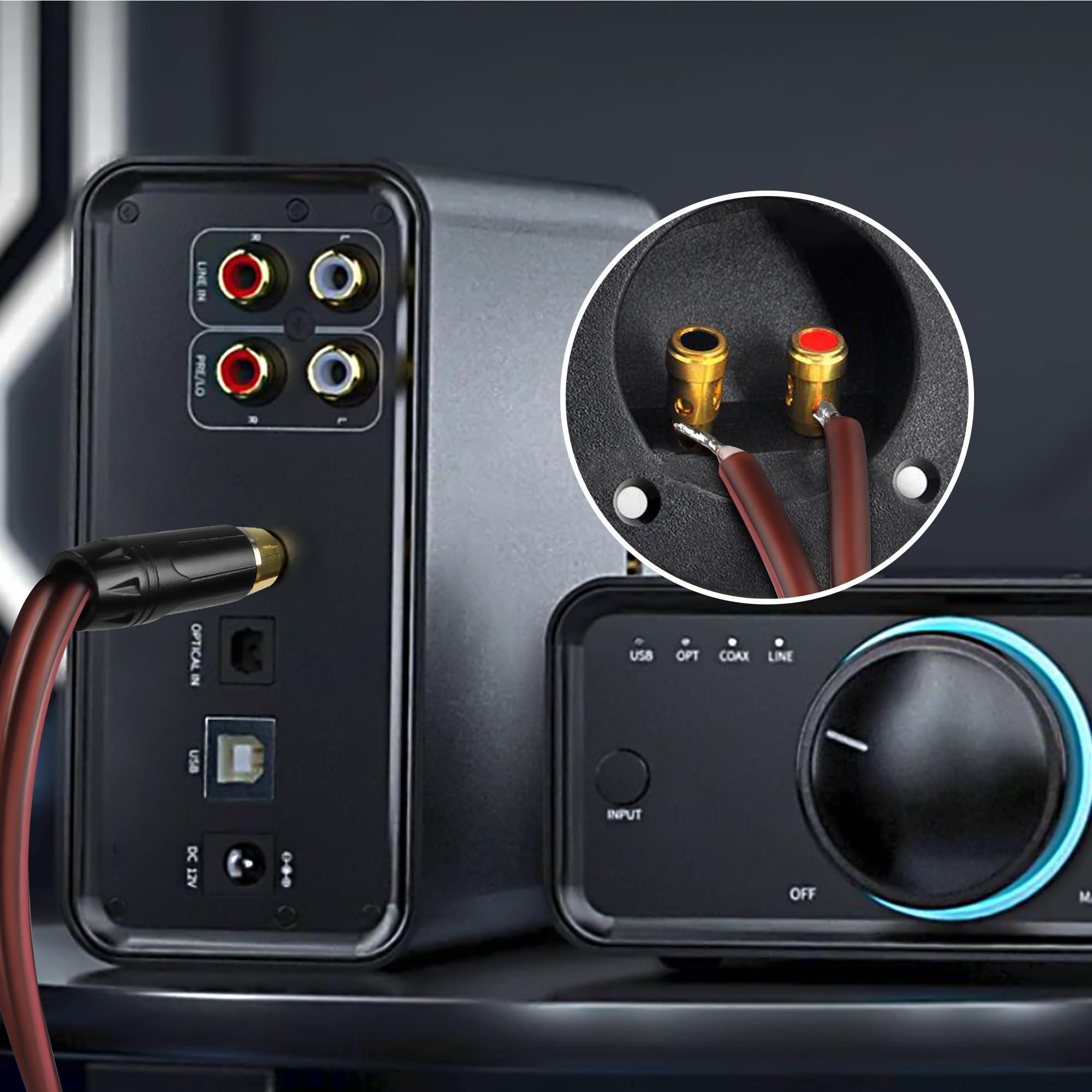 Mili Dianzi RCA Speaker Cable to Plug Adapter, Bare Wire to RCA, Audio Video Cable Repair