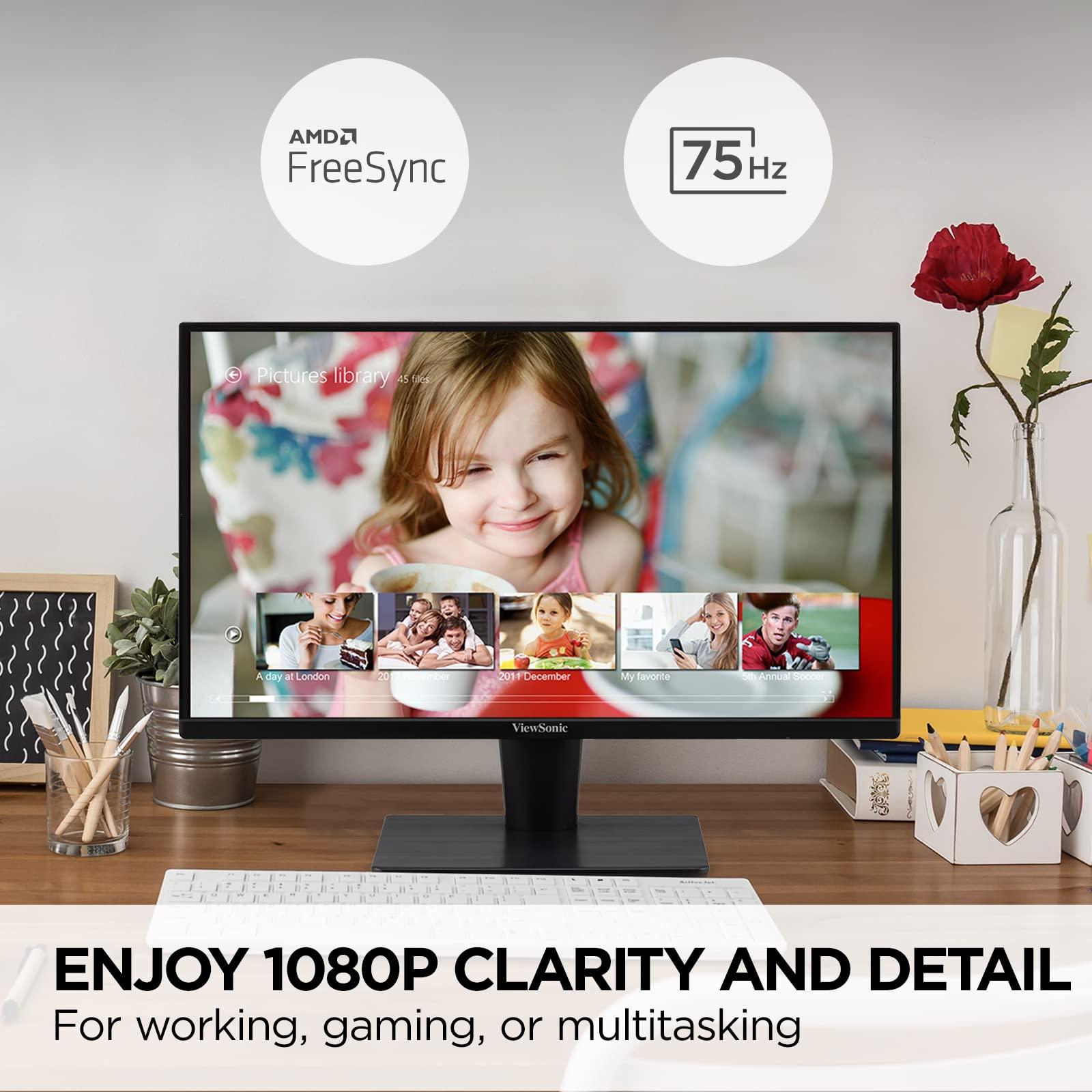 ViewSonic ViewSonic VS2447M 24 Inch 1080p Monitor with 100Hz, FreeSync, Thin Bezels, Eye Care, HDMI, VGA Inputs for Home and Office