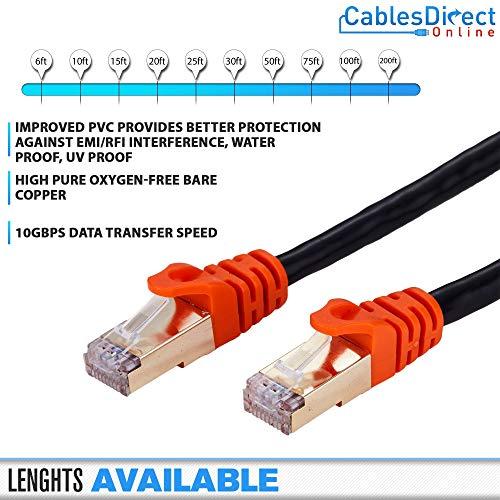 Cables Direct Online Cables Direct Online 100FT Cat7 Outdoor Ethernet Cable 26AWG SFTP Heavy-Duty Cat 7 Networking Patch Cord RJ45 600Mhz Waterproof Direct Burial