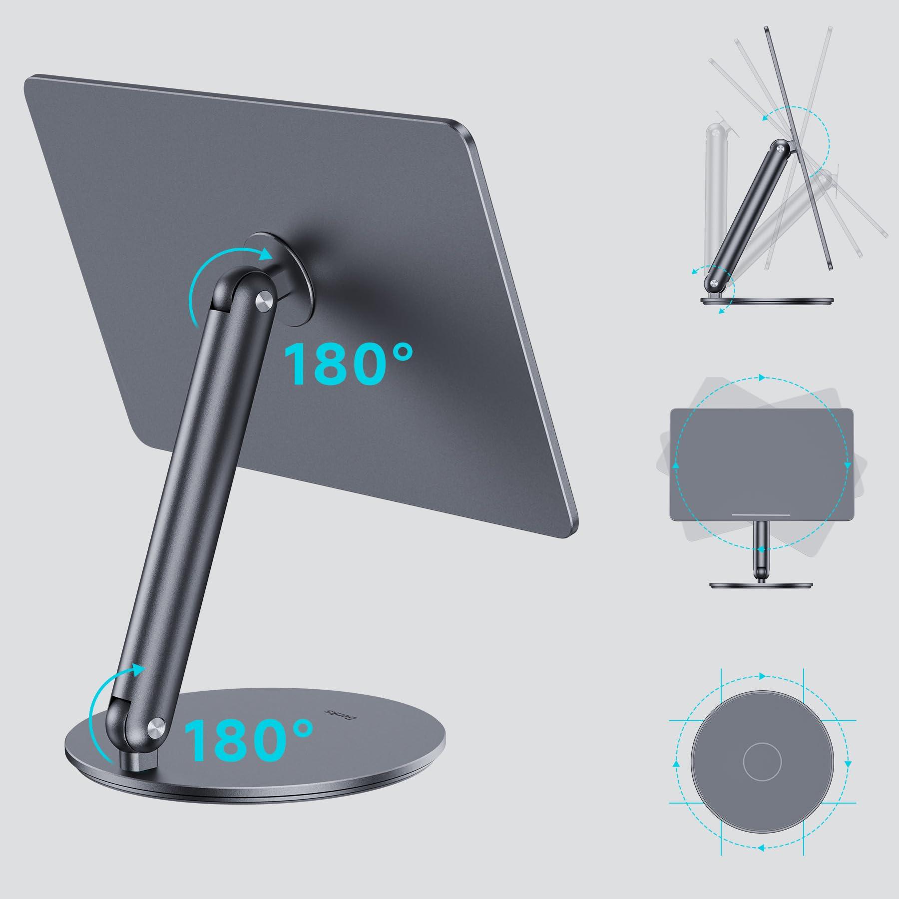 BENKS BENKS Magnetic iPad Stand, Infinity Pro 360 Rotating iPad Mount, Foldable Portable Tablet Holder, Adjustable Rotating Table Stand for Apple iPad Pro 11" 1st/2nd/3rd/4th Gens, iPad Air 11" 6th/5th/4th