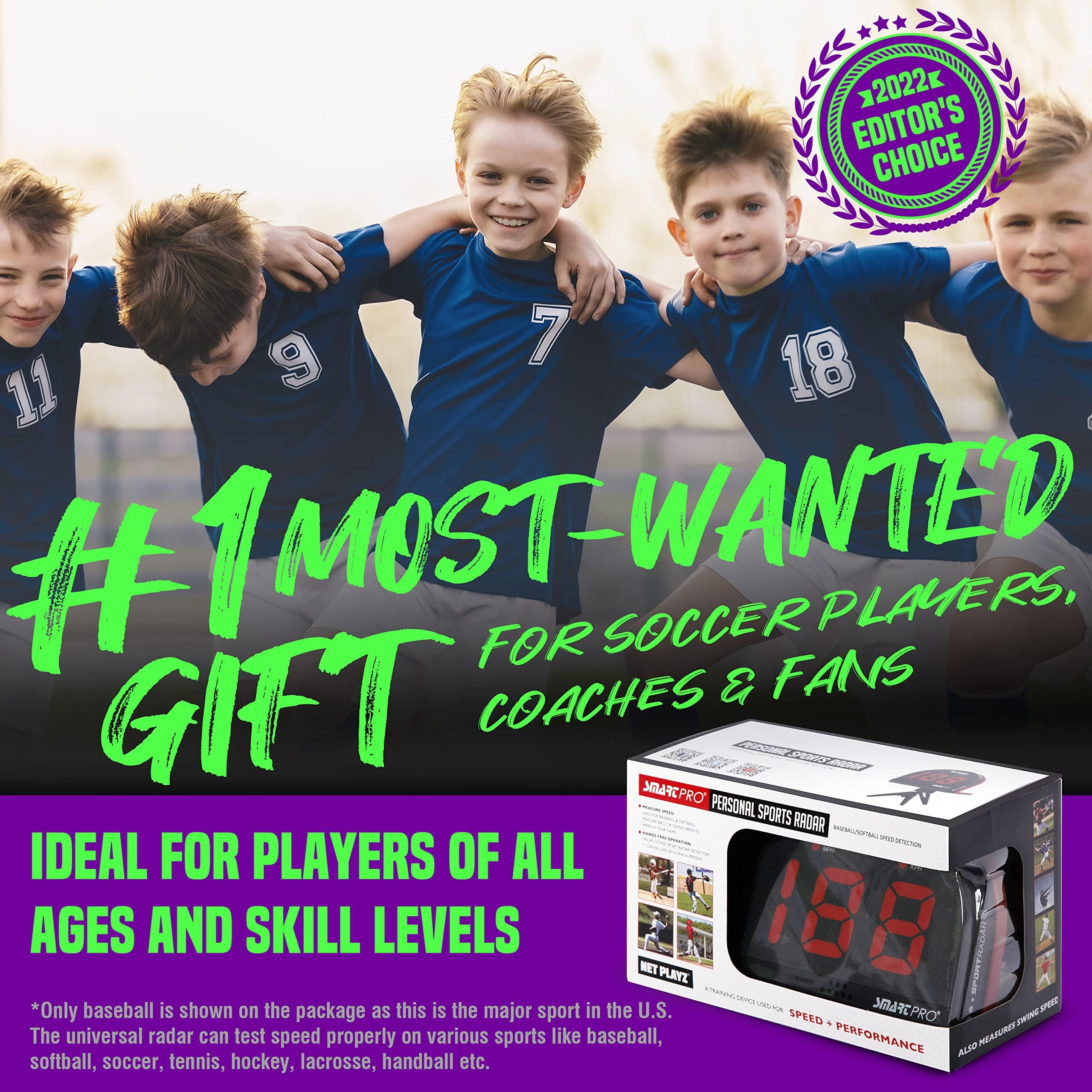 NETPLAYZ NETPLAYZ Soccer Gifts Speed Radar - Measure Shot Speed Shot-Power Detection, Sport Radar Gun (Hands-Free) Sensors | Training Aids, Gadget Gear & Equipment Black