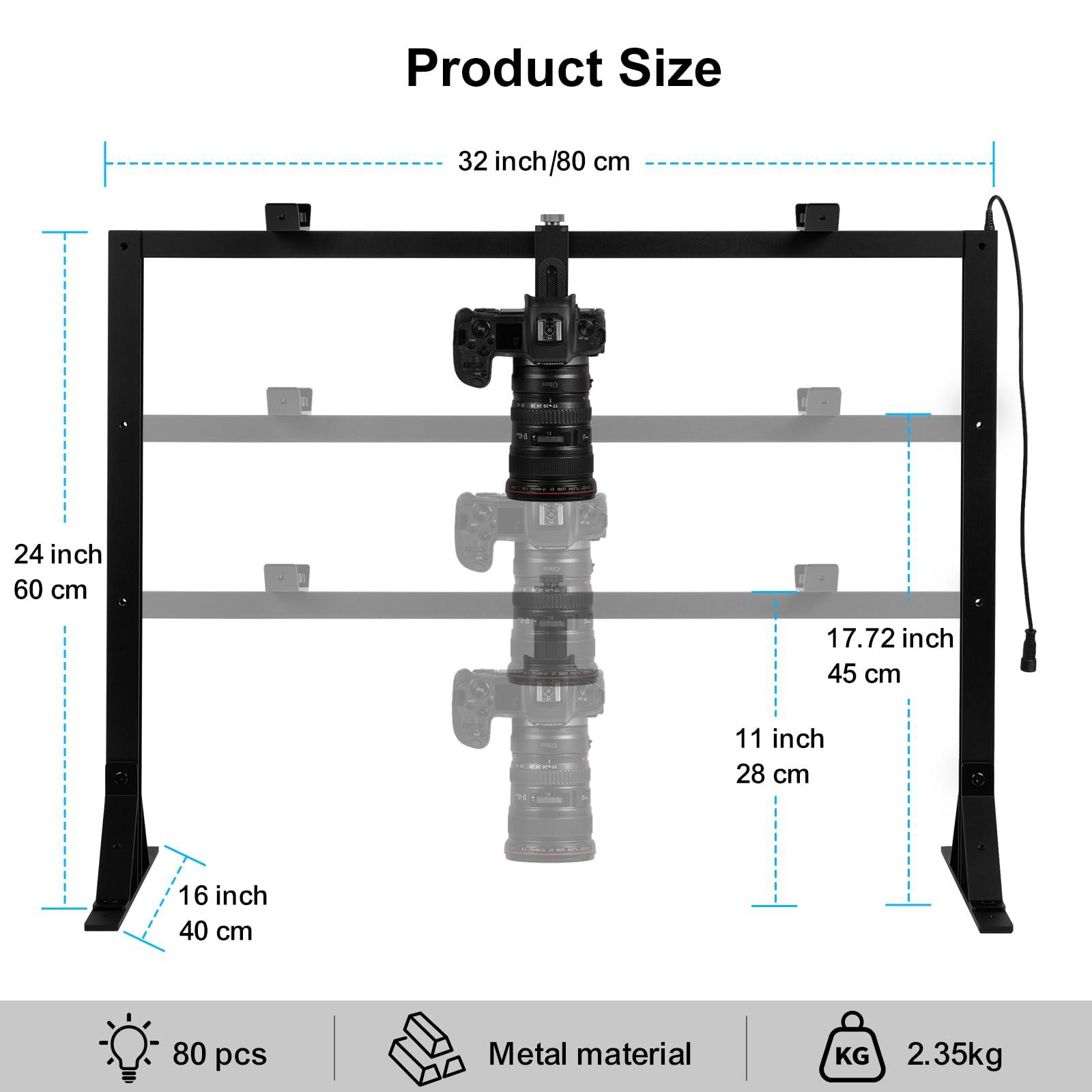 Gltire Gltire Overhead Camera Mount Rig Top-Down Shots with 5600K Led Photography Lighting, Table Top Desk Mount Stand for Camera DSLR Photo Video DIY Art Studio Painting Vlogging with Phone Grip/Clamps