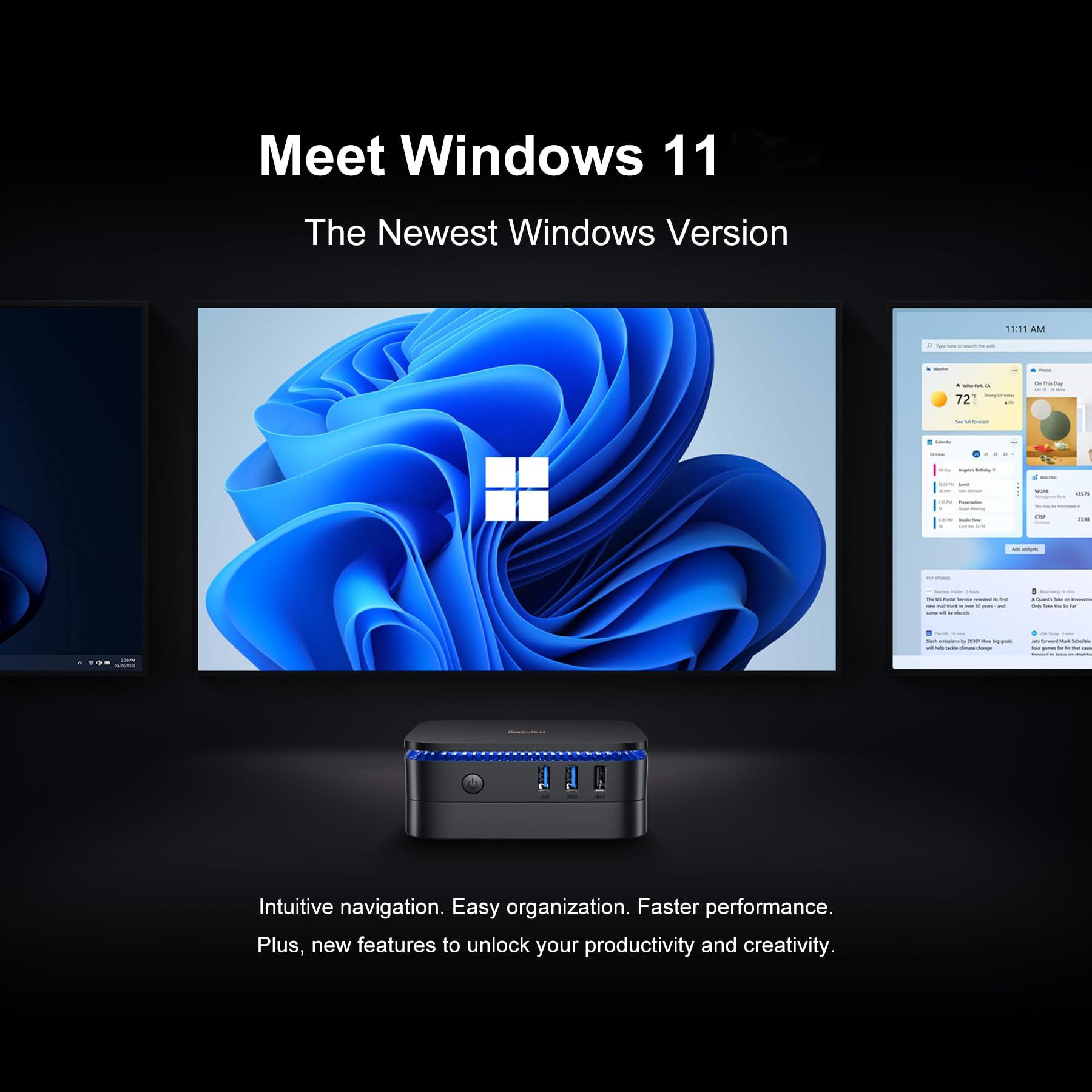 Blackview Blackview MP60 Upgraded Mini PC Intel 11th N5095(up to 3.4GHz), Mini Desktop Computer 16GB RAM 1TB SSD, Win 11 Support Dual 4K HDMI Display, Dual WiFi, BT4.2 for Business, Home, Office Black