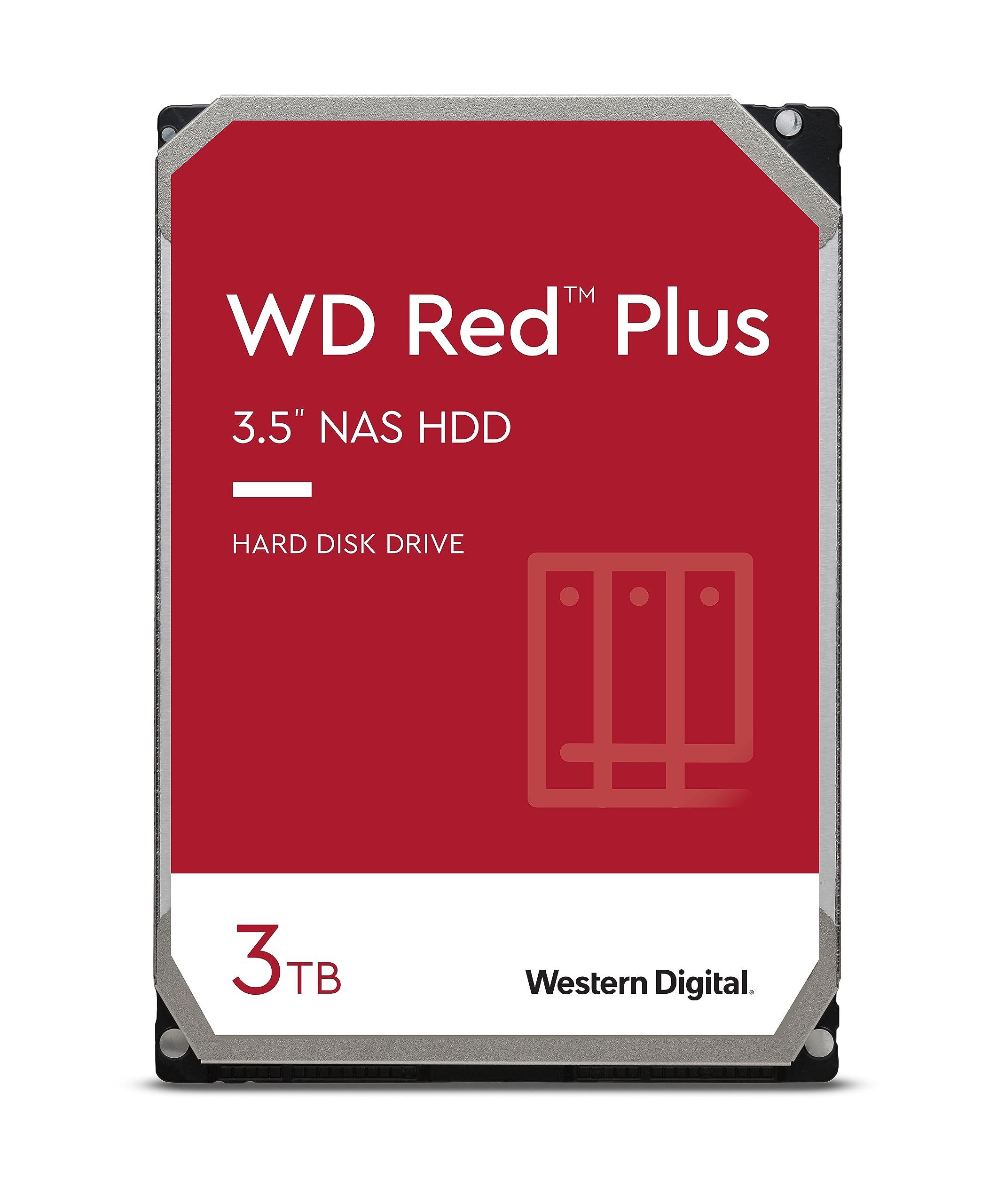 Western Digital Western Digital 3TB WD Red Plus NAS Internal Hard Drive HDD - 5400 RPM, SATA 6 Gb/s, CMR, 64 MB Cache, 3.5" - WD30EFRX