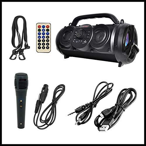 Boytone Boytone BT-18BK Portable Bluetooth Boombox Speaker, 80W Peak Indoor/Outdoor, Loud Sound, Deeper Bass, EQ, 5\" Subwoofer, Tweeter, FM, 9H Playtime, USB, Micro SD, Microphone, Recording, LED Light