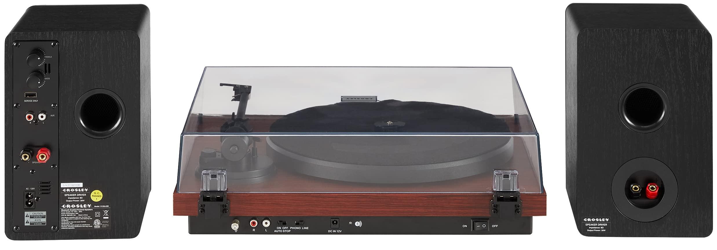 Crosley Crosley KT6101-MA Belt-Drive Bluetooth Turntable with Built-in Preamp and Included Speakers, Mahogany