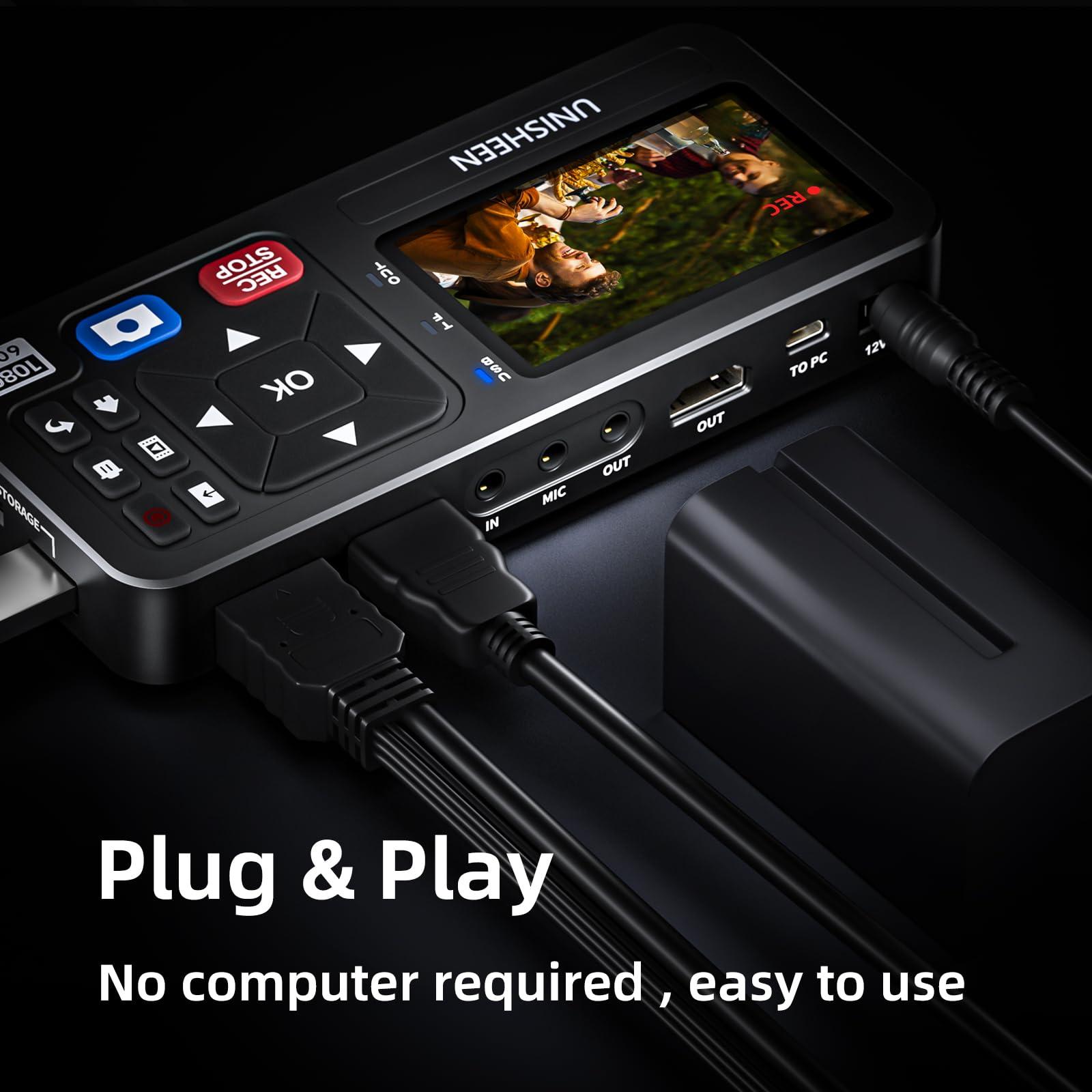 UNISHEEN UNISHEEN 4K Capture Box-1080P 60FPS Video to Digital Converter 4K HDMI/CVBS/VGA/YPBPR Inputs Video Recorder Capture from VCR, DVD, VHS Tapes, Hi8, Camcorders, Gaming Systems