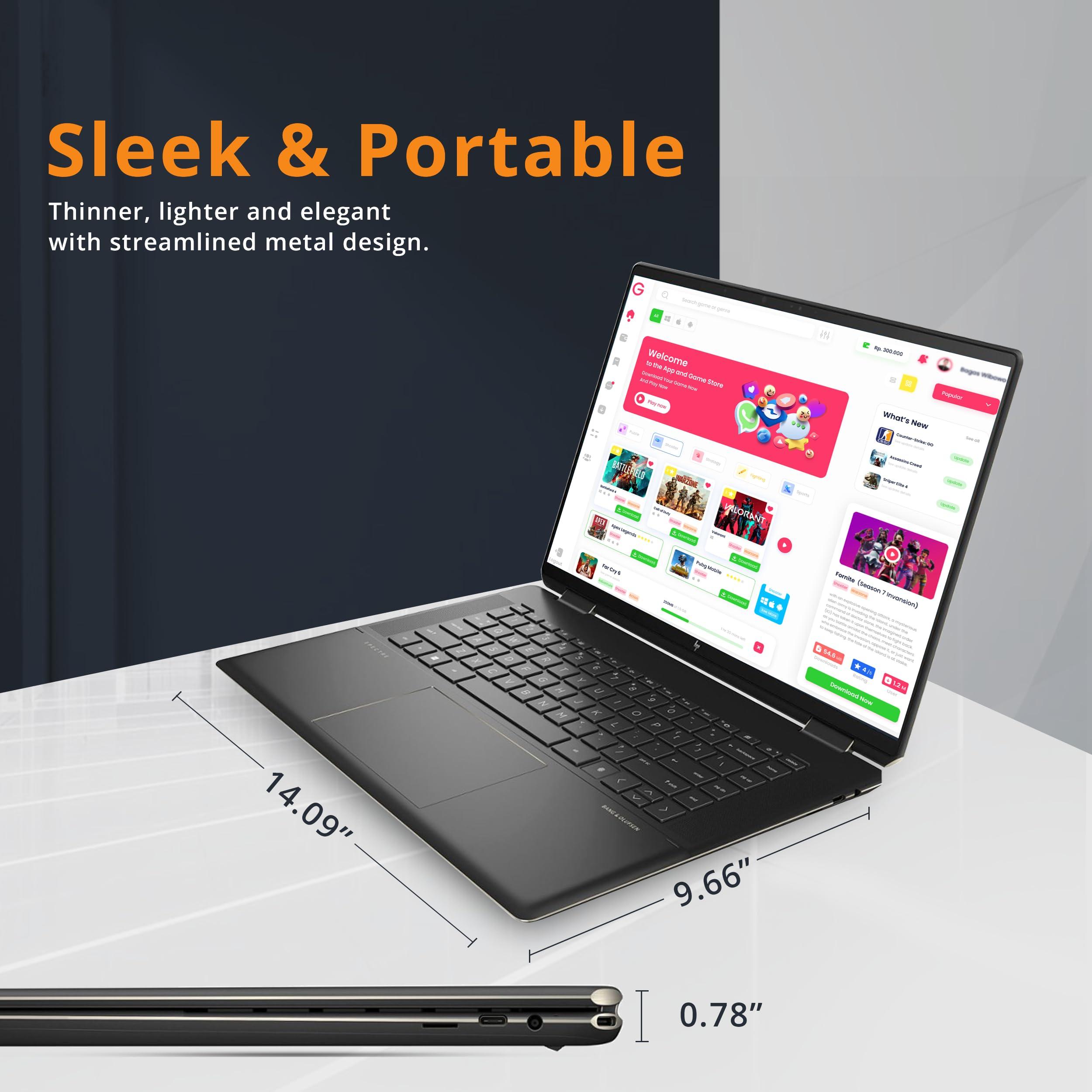 HP HP Spectre x360 16" 3K+ 2-in-1 Touch Laptop, Intel i7-13700H, 16GB RAM, 2.16TB Storage(2TB SSD+160GB Docking Station Set), Backit Keyboard, Fingerprint Reader, Stylus Pen & Sleeve, Win 11, Black