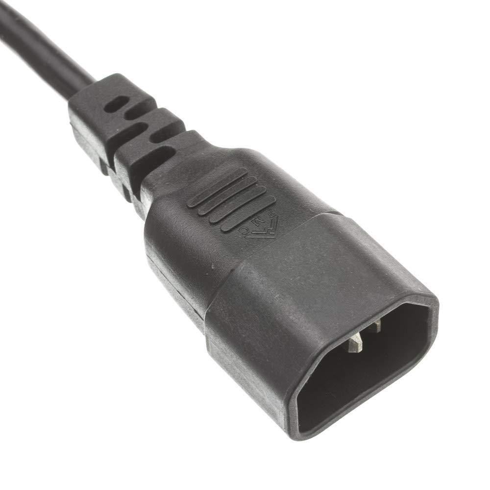 CableWholesale CableWholesale 1 feet Computer/Monitor Power Cord Adapter, NEMA 5-15R Female to C14 Male Plug, 3 Pin, 18 AWG, 10 Amp, Power Cable for PC/Monitor, Power Extension Cord, Black