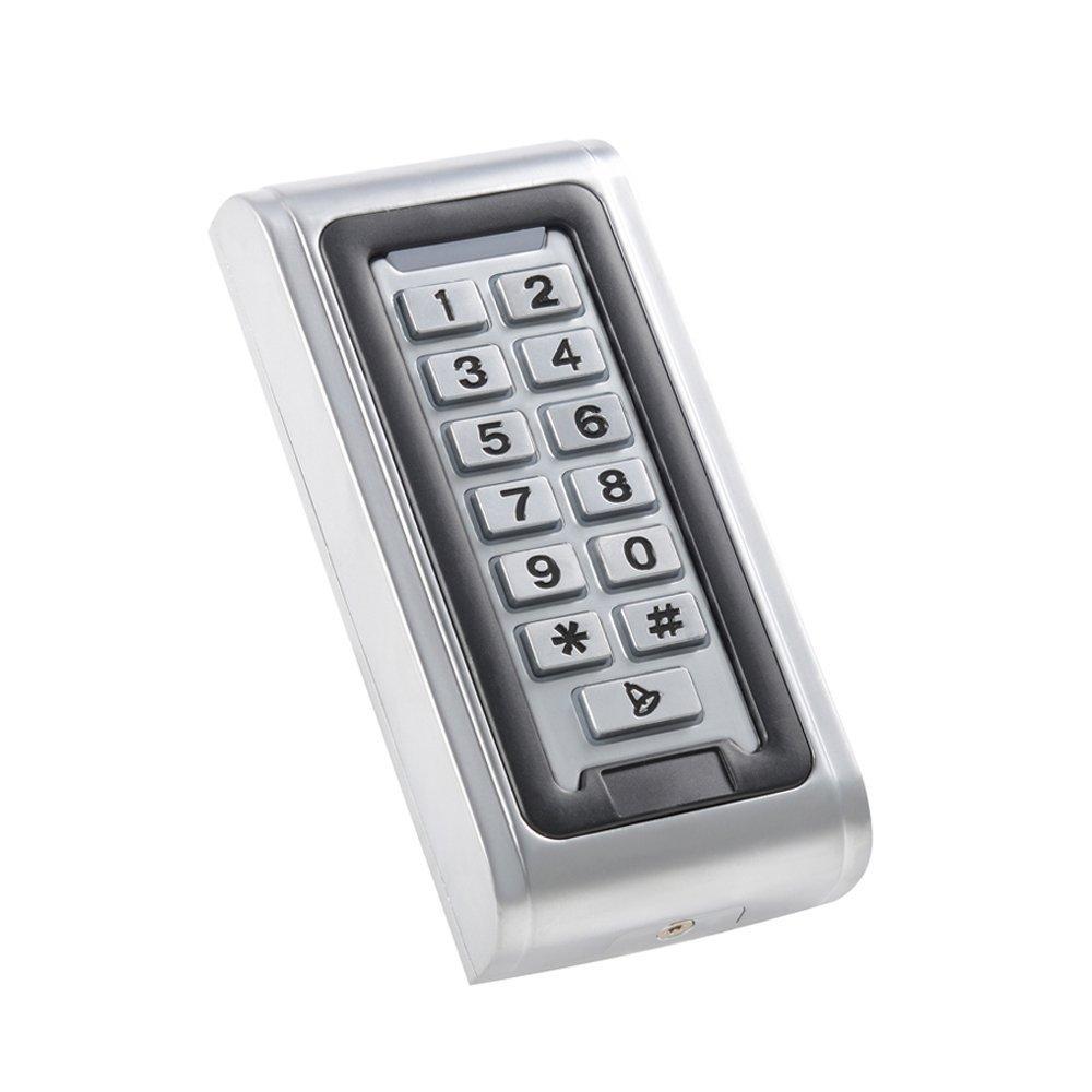 MENGQI-CONTROL MENGQI-CONTROL Waterproof Metal RFID PIN Code Door Security Access Control System ANSI Standard North American Heavy Duty Electric Strike Lock,110V-240V Power Supply Unit,Exit Button,Cards/Key Fobs