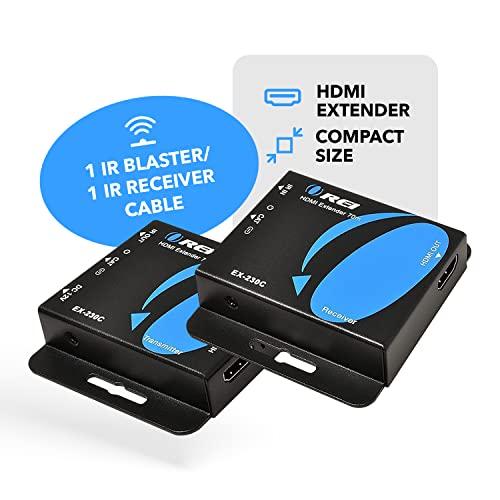 OREI OREI 4K HDMI Over Ethernet CAT6/CAT7 Extender, Extender RJ45 4K@30Hz Upto 130 Ft 1080P Upto 230 FT Full HD POC Transmitter & Receiver IR Loop Out (EX-230C)