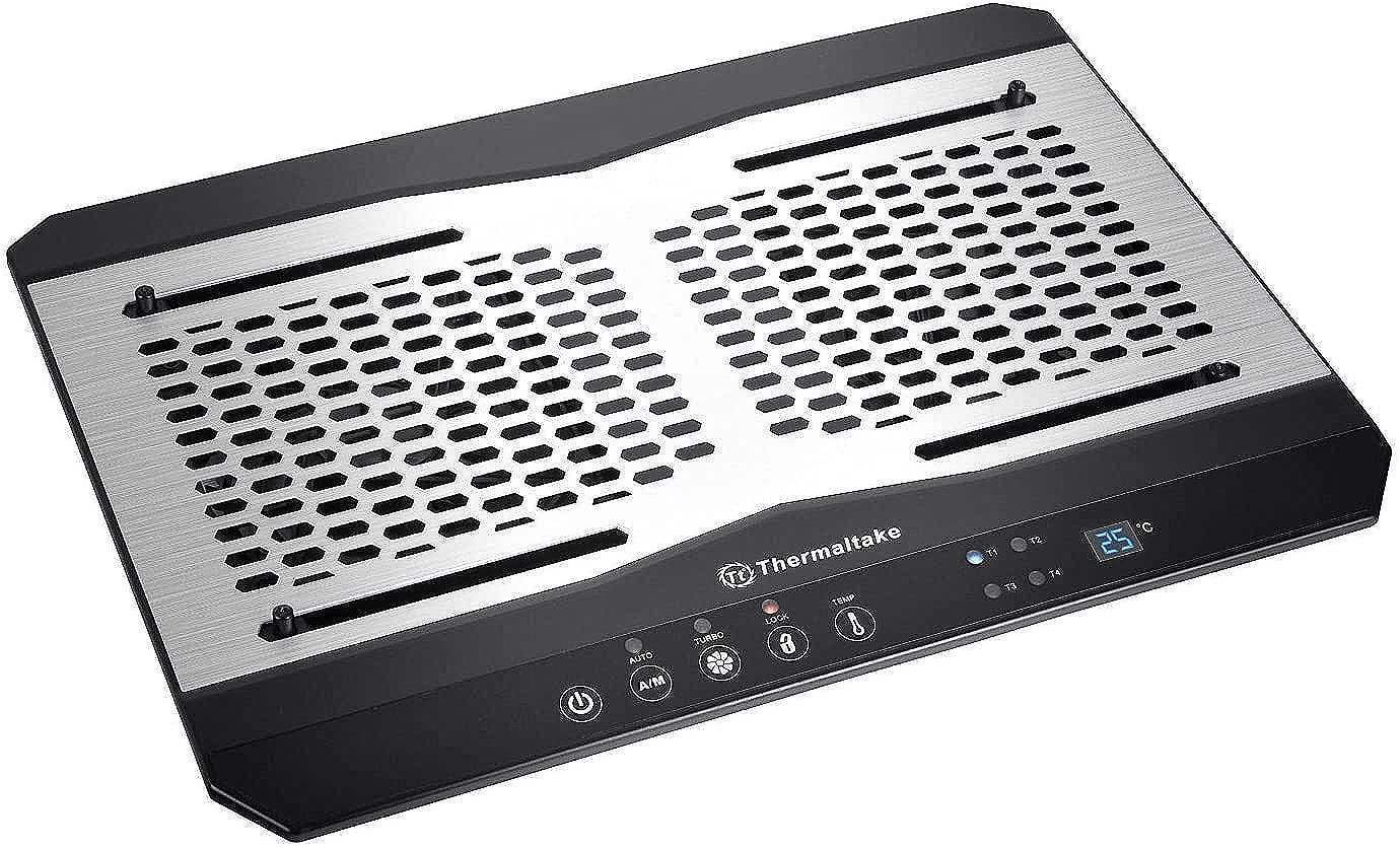 Thermaltake Thermaltake Massive TM Aluminum Panel Dual 120mm Fans Adjustable Temperature Sensor 10\"-17\" Laptop Notebook Cooling Pad CL-N002-PL12BL-A,Black
