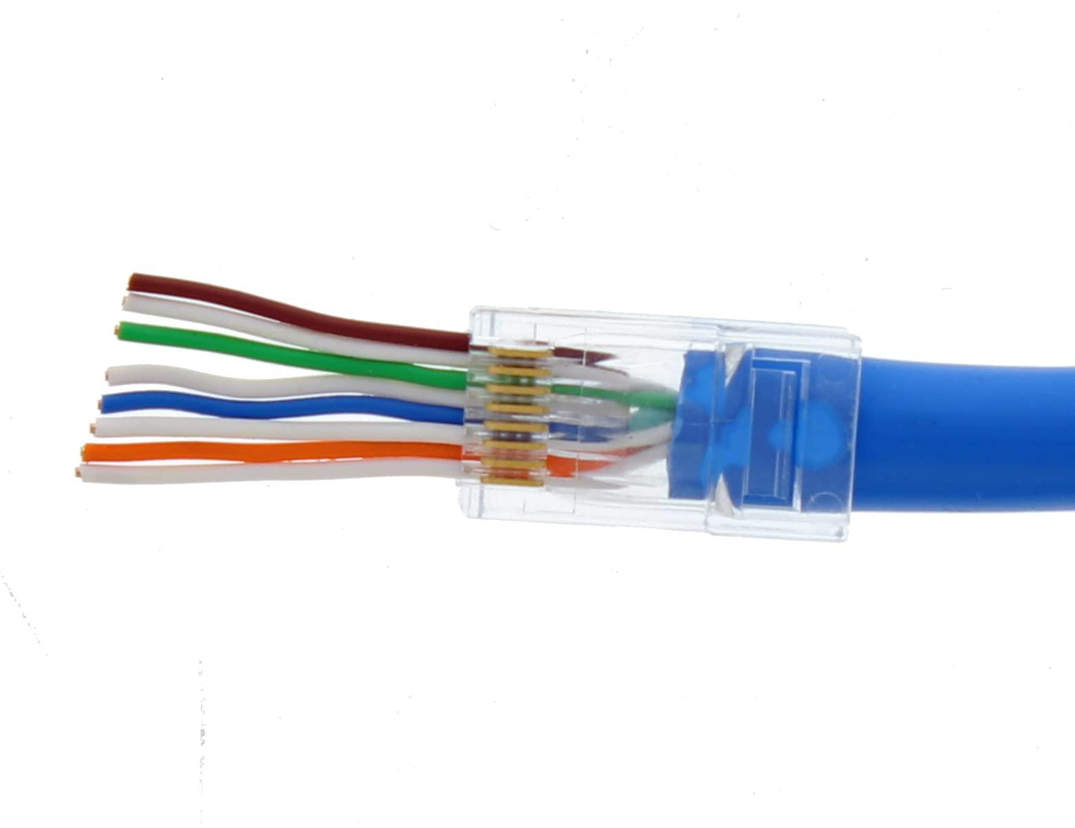 Ideal Industries IDEAL Electrical 85-385 Unshielded Feed-Thru Modular Plug, Cable Connector for CAT6A/6 Unshielded Cables, 50 Connectors