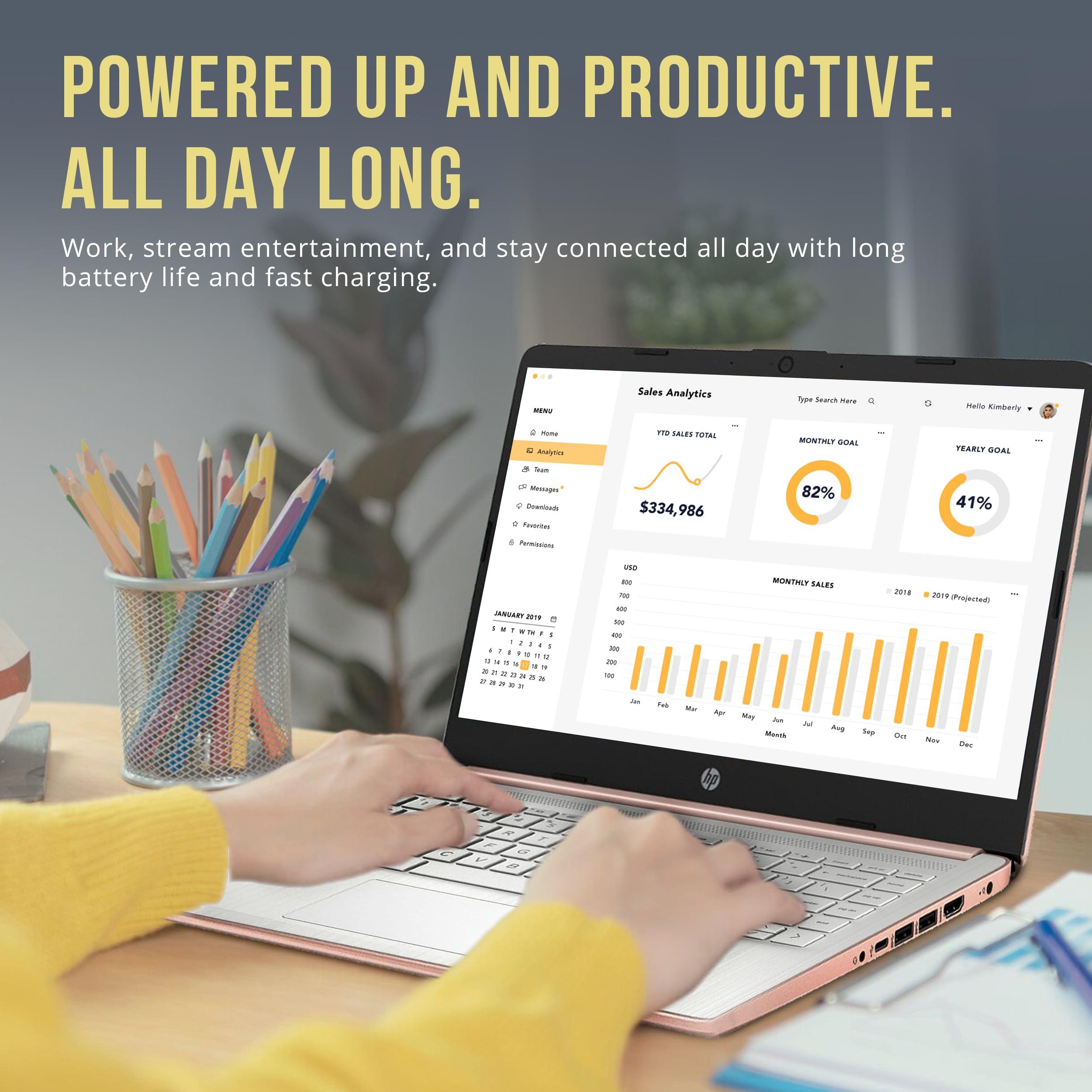 HP HP Stream 14" HD BrightView Laptop, Intel Celeron N4120, 16GB RAM, 256GB Storage (128GB eMMC + 128GB USB Card), Intel UHD Graphics, HD Camera, Fast Charge, 1 Year Office 365, Win 11 S, Gold