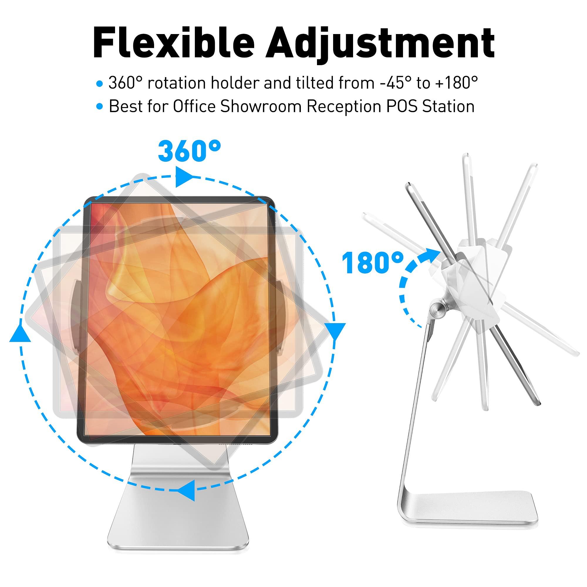 AboveTEK AboveTEK Elegant Tablet Stand, Aluminum iPad Stand Holder, Desktop Kiosk POS Stand for 7-13 inch iPad Pro Air Mini Galaxy Tab Nexus, Tablet Mount for Store Showcase Office Reception Kitchen Countertop