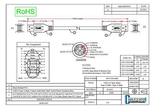 CableWholesale CableWholesale 6 feet USB 3.0 Cable, Black, Type A Male/Type A Male Plug, A Male/Male Super Speed USB Cable, Data Transfer Cable USB 3, Type A Male to Type A Male Cable